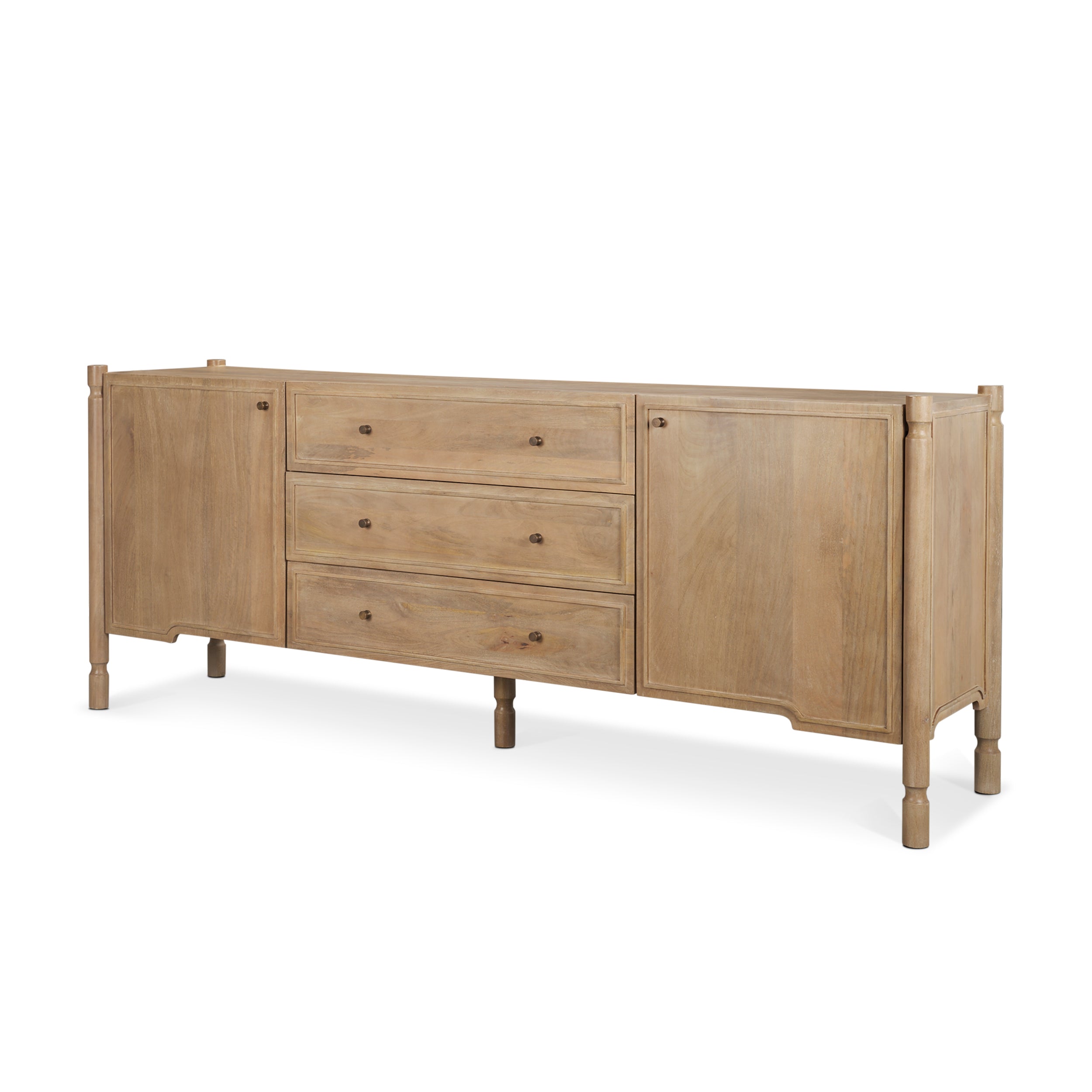 Phil Light Brown Wood 2 Door 3 Drawer Closed Sideboard