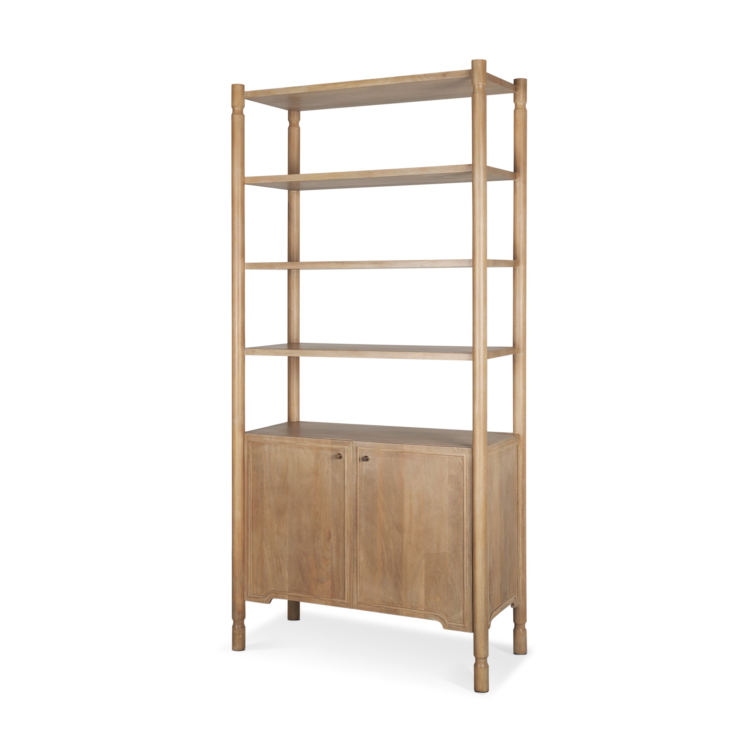 Phil Light Brown Wood 2 Door 3 Shelves Open Shelving Unit