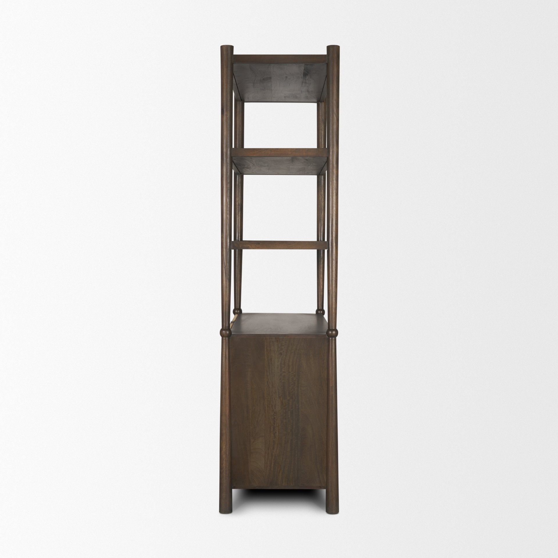 Bondi 2 Door Open Dark Brown Wood with Paper Rope Shelving Unit