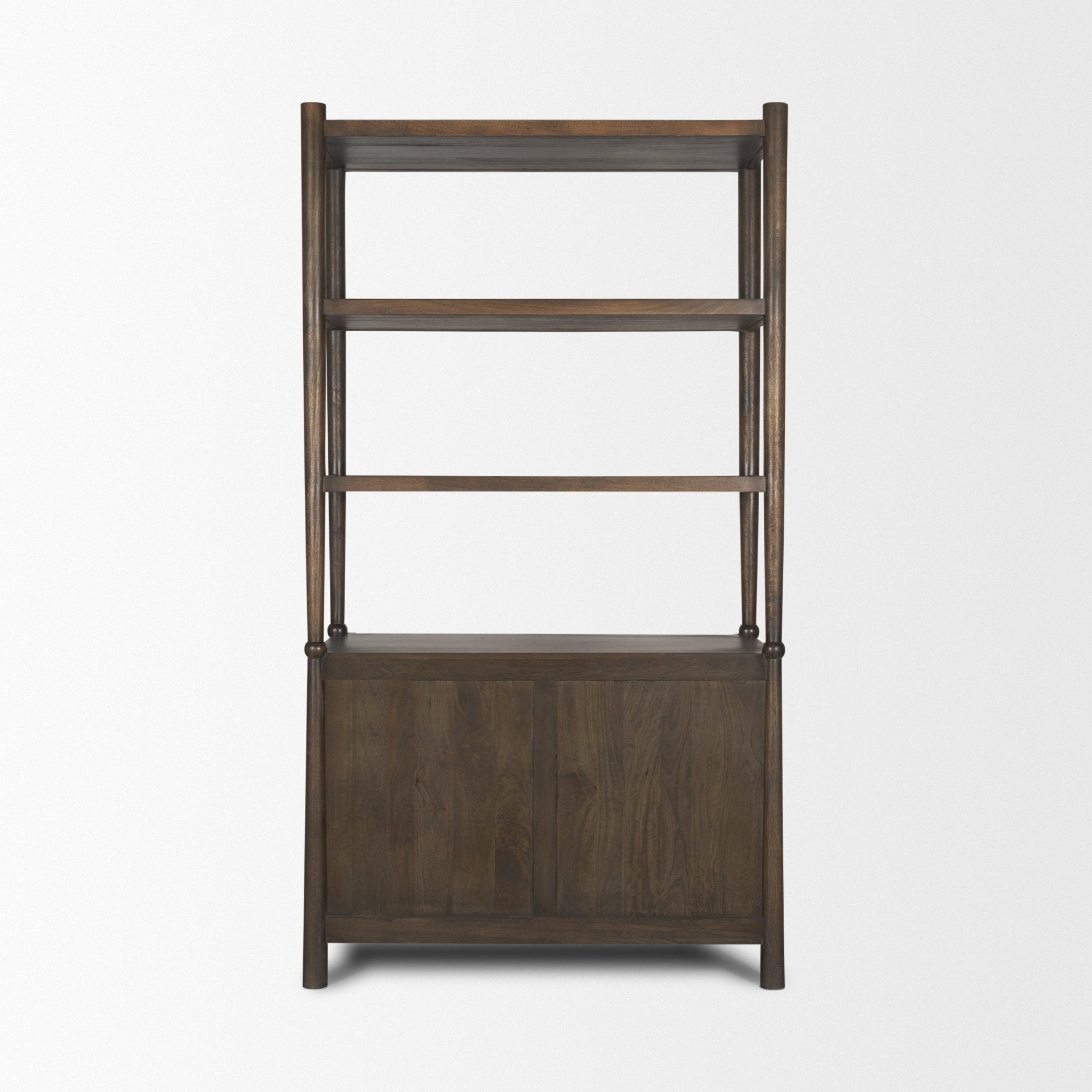 Bondi 2 Door Open Dark Brown Wood with Paper Rope Shelving Unit