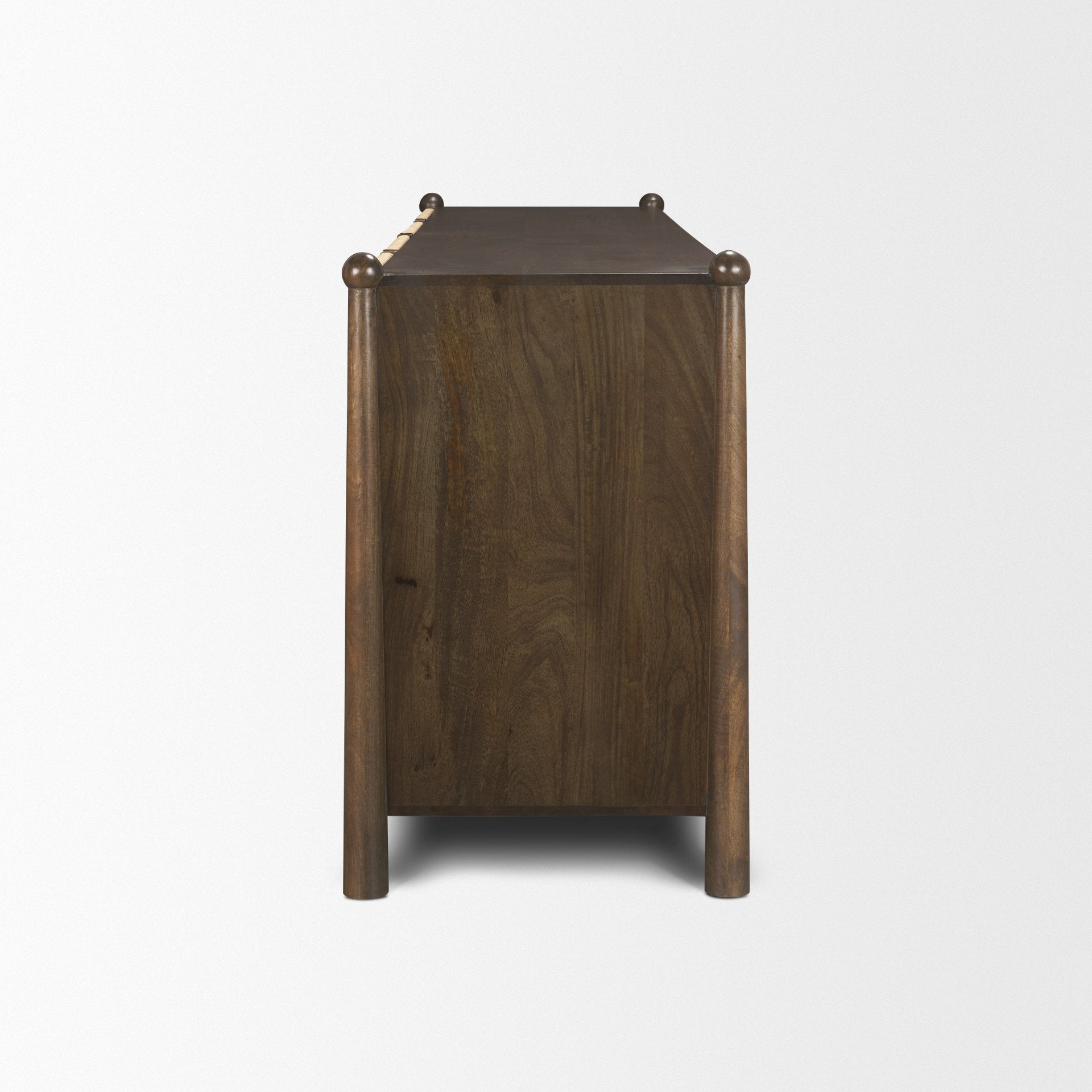 Bondi 85" Dark Brown Wood with Paper Rope 4 Door Closed Sideboard
