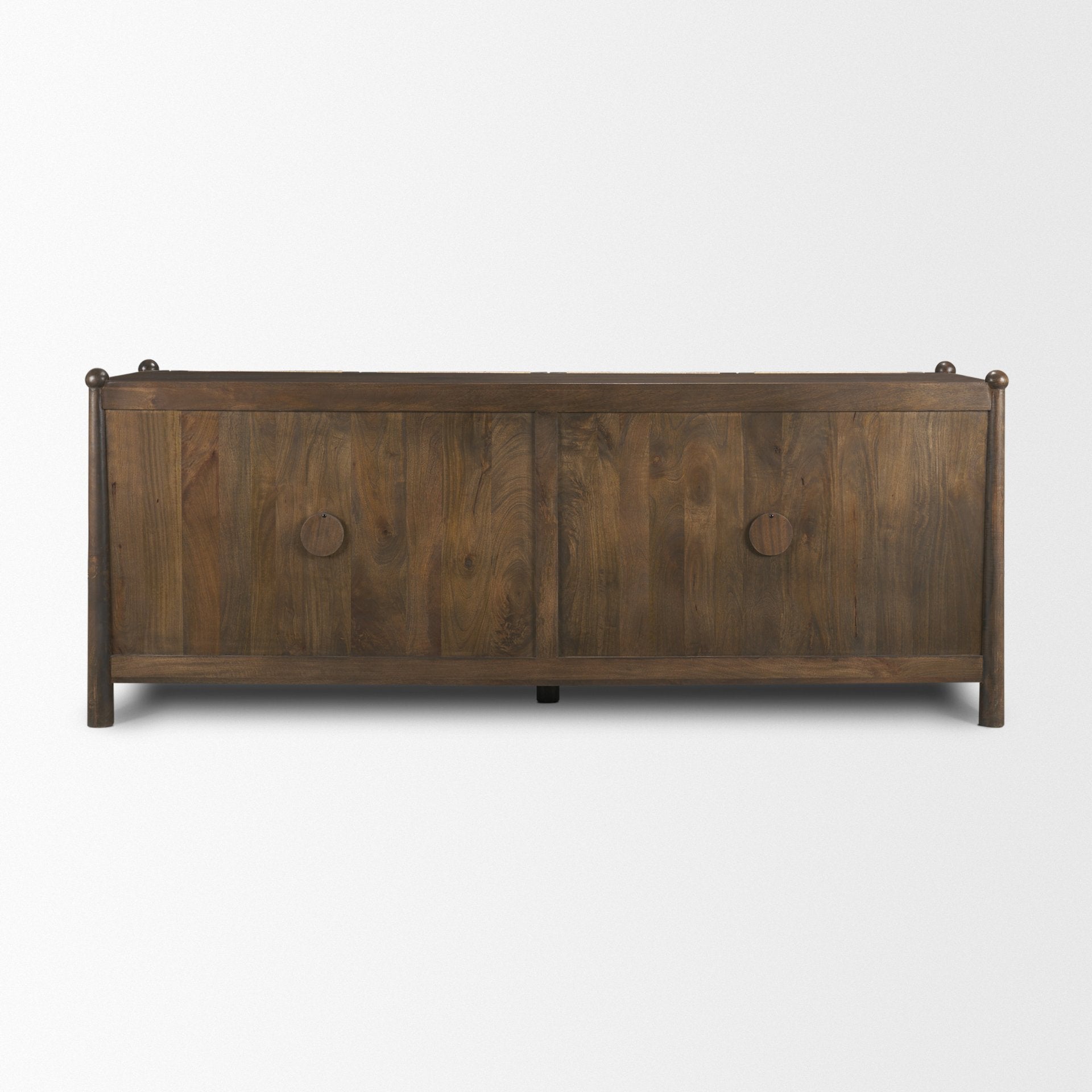 Bondi 85" Dark Brown Wood with Paper Rope 4 Door Closed Sideboard