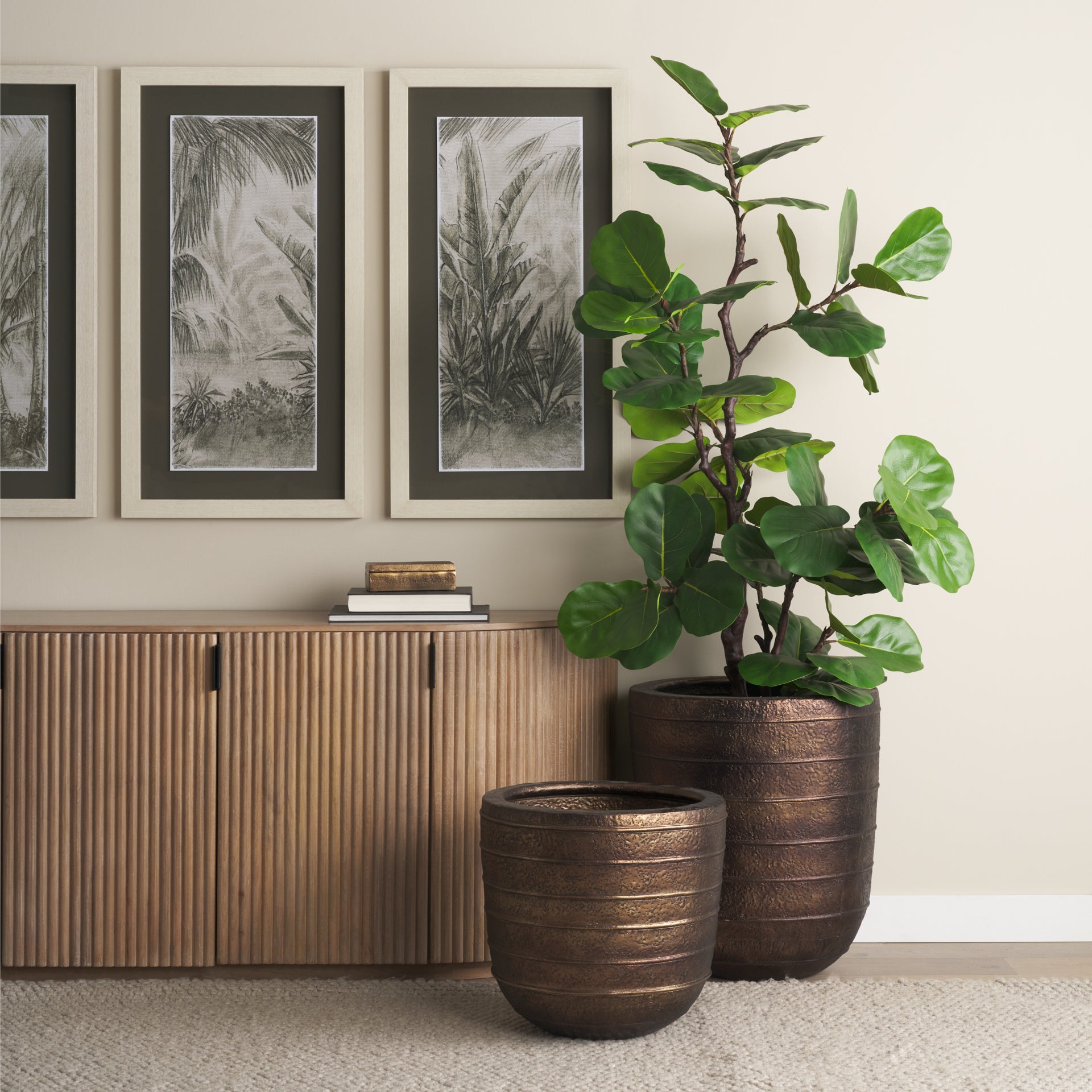 Aivana Antiqued Gold Metal Floor Vase