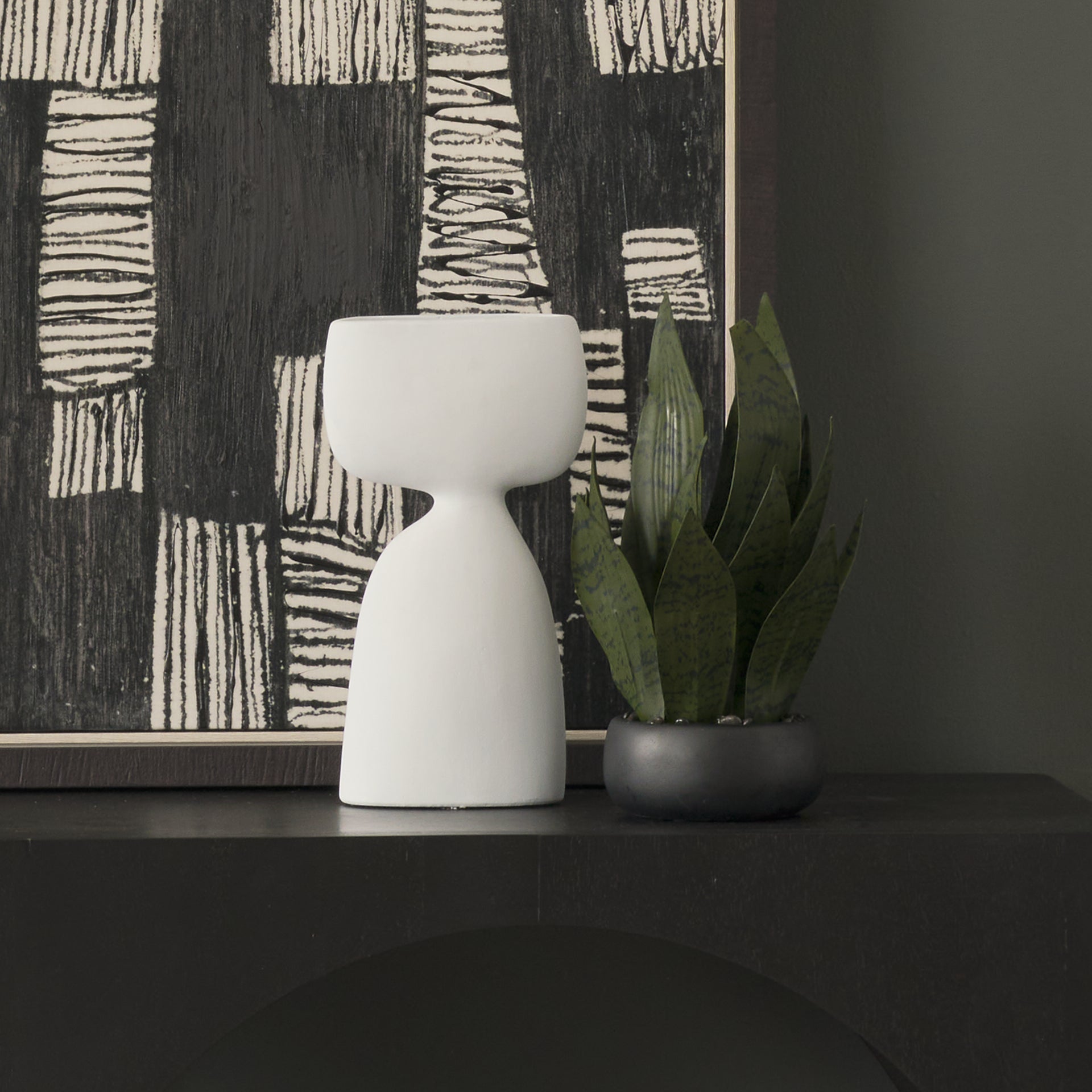 Tatum 11.6H Sculptural White Ceramic Vase