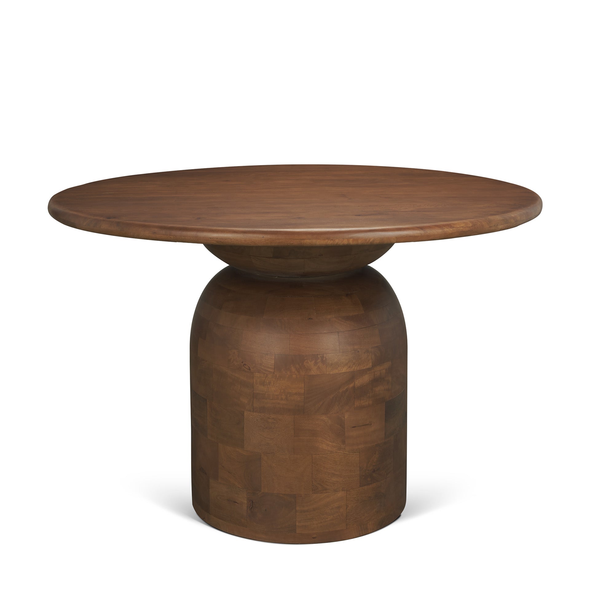 Atlas Wood Stacked Pedestal Base Round Dining Table