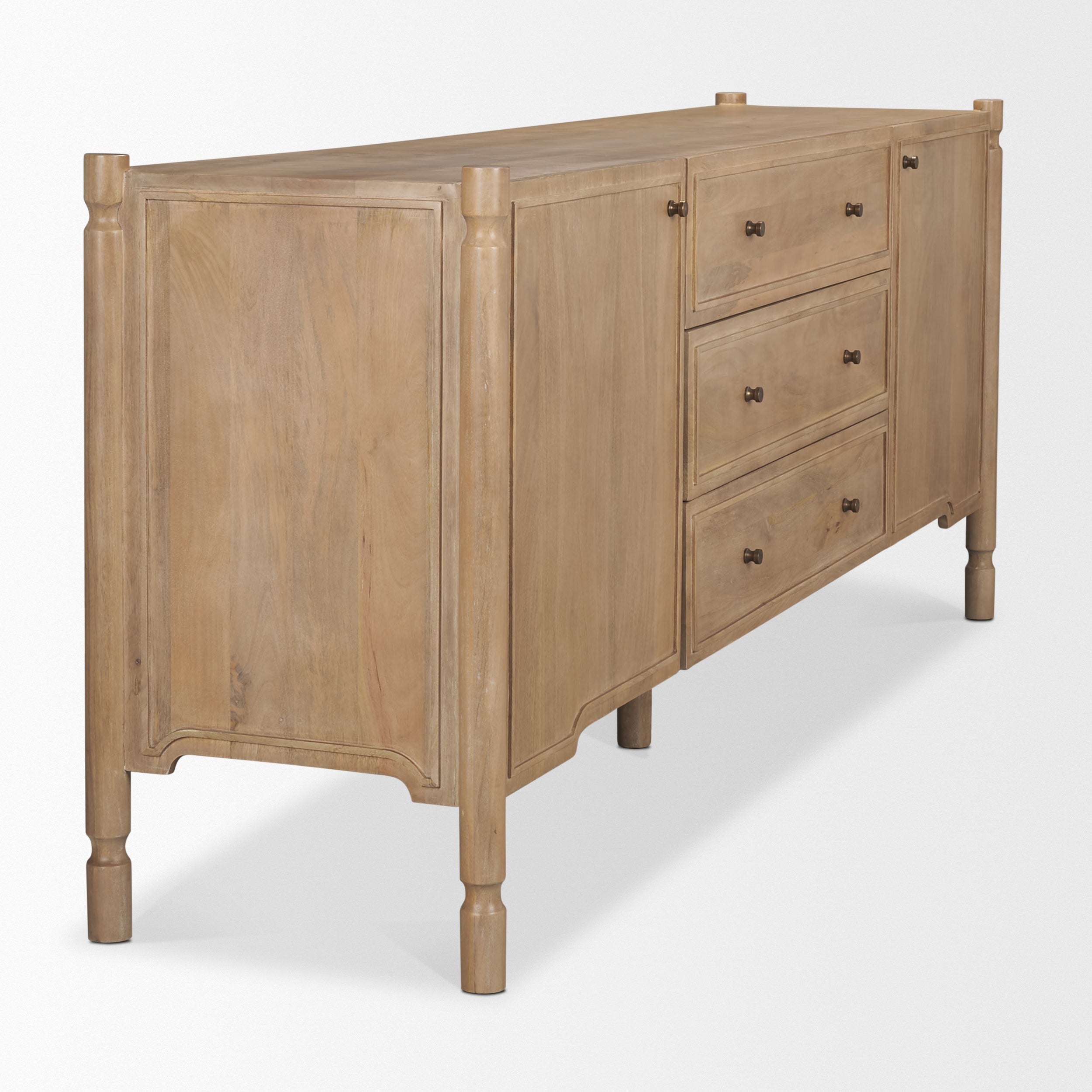 Phil Light Brown Wood 2 Door 3 Drawer Closed Sideboard