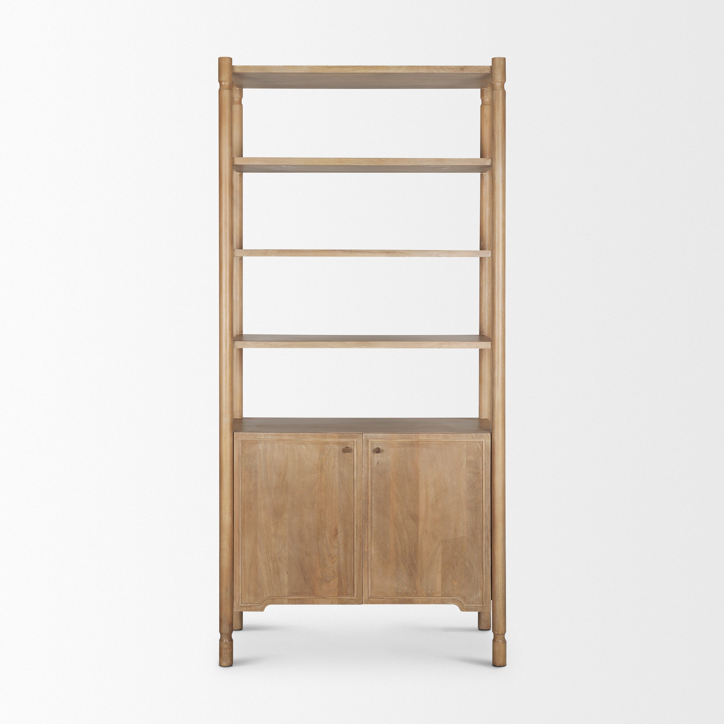 Phil Light Brown Wood 2 Door 3 Shelves Open Shelving Unit
