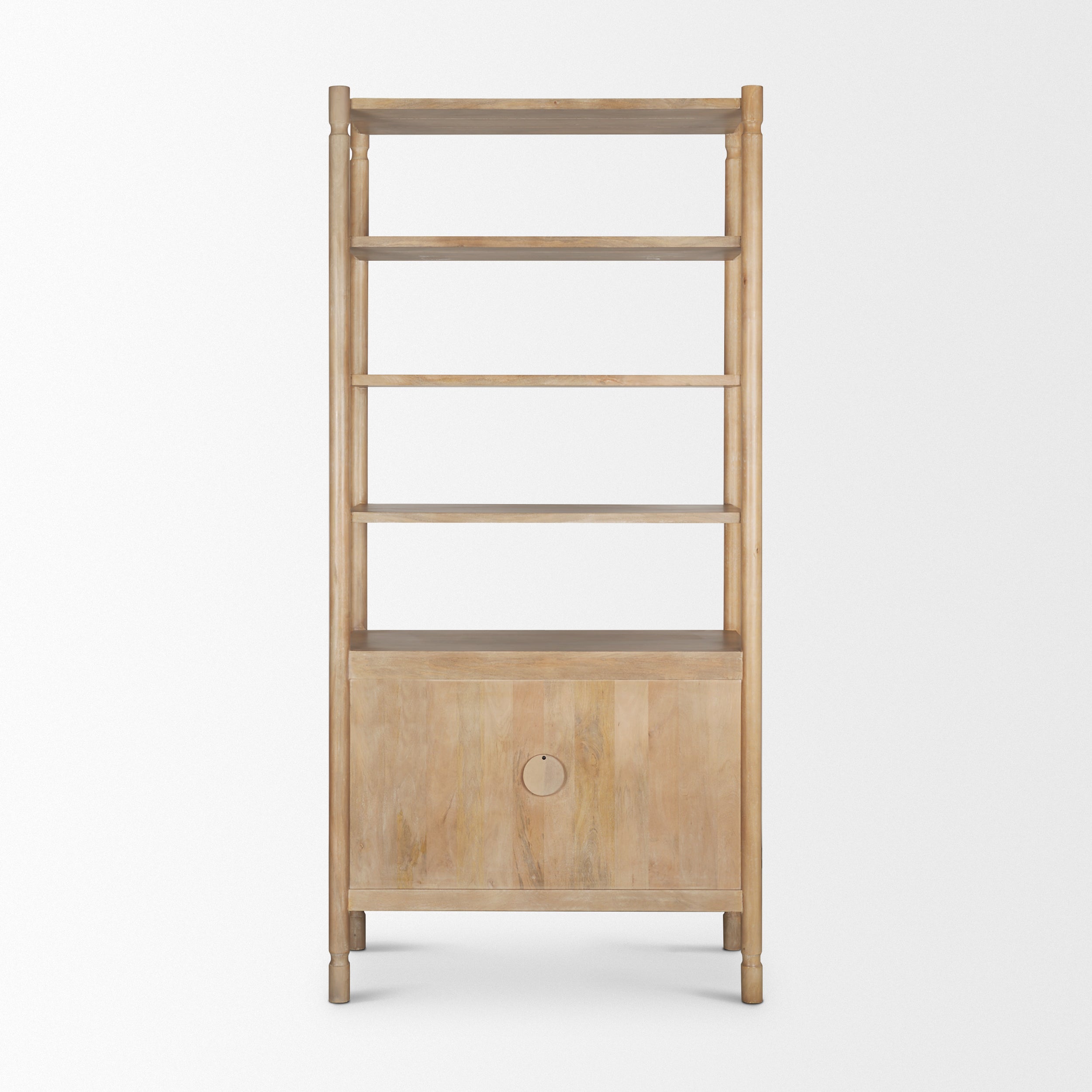 Phil Light Brown Wood 2 Door 3 Shelves Open Shelving Unit