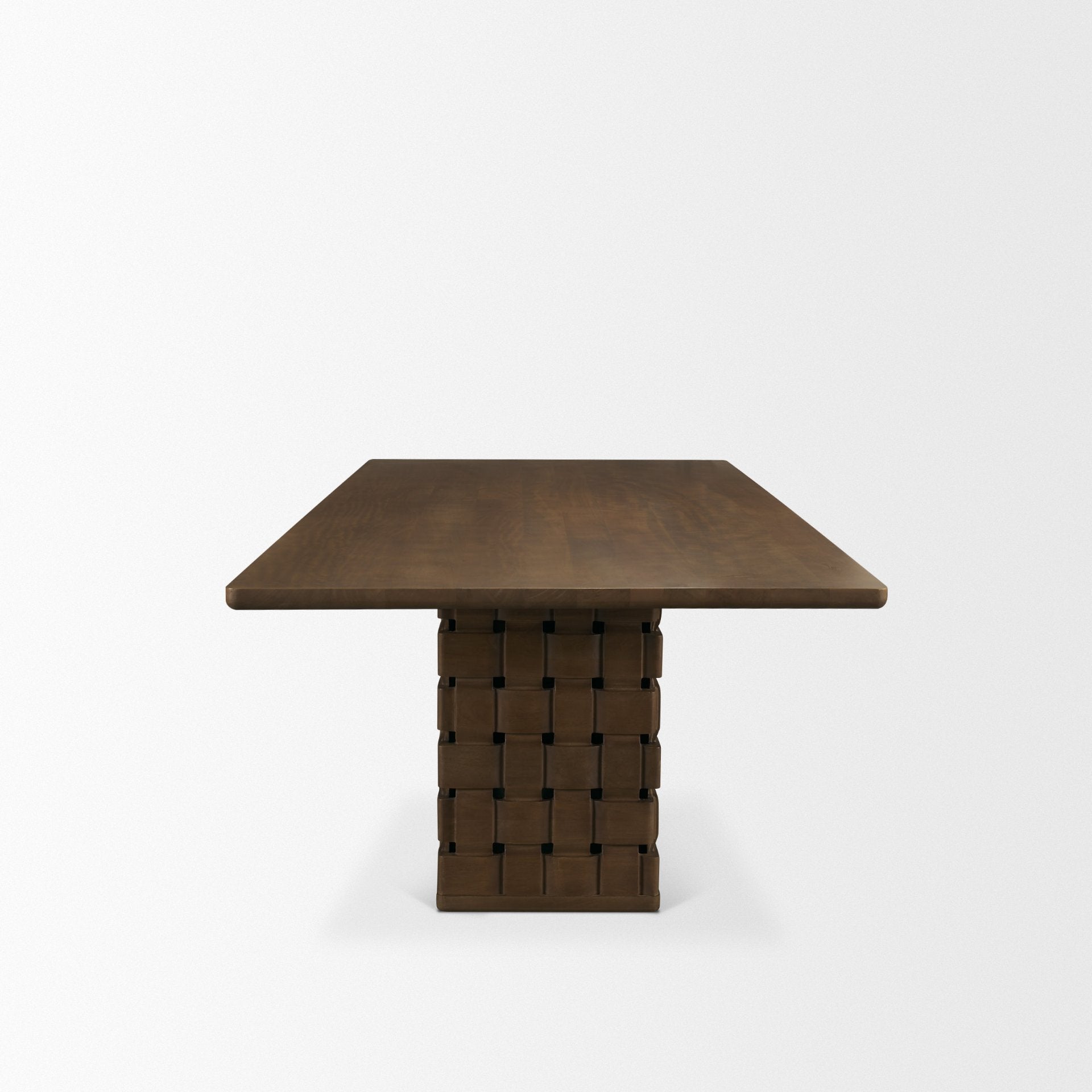 Trellyn 94" Solid Wood Carved Woven Base Rectangular Dining Table