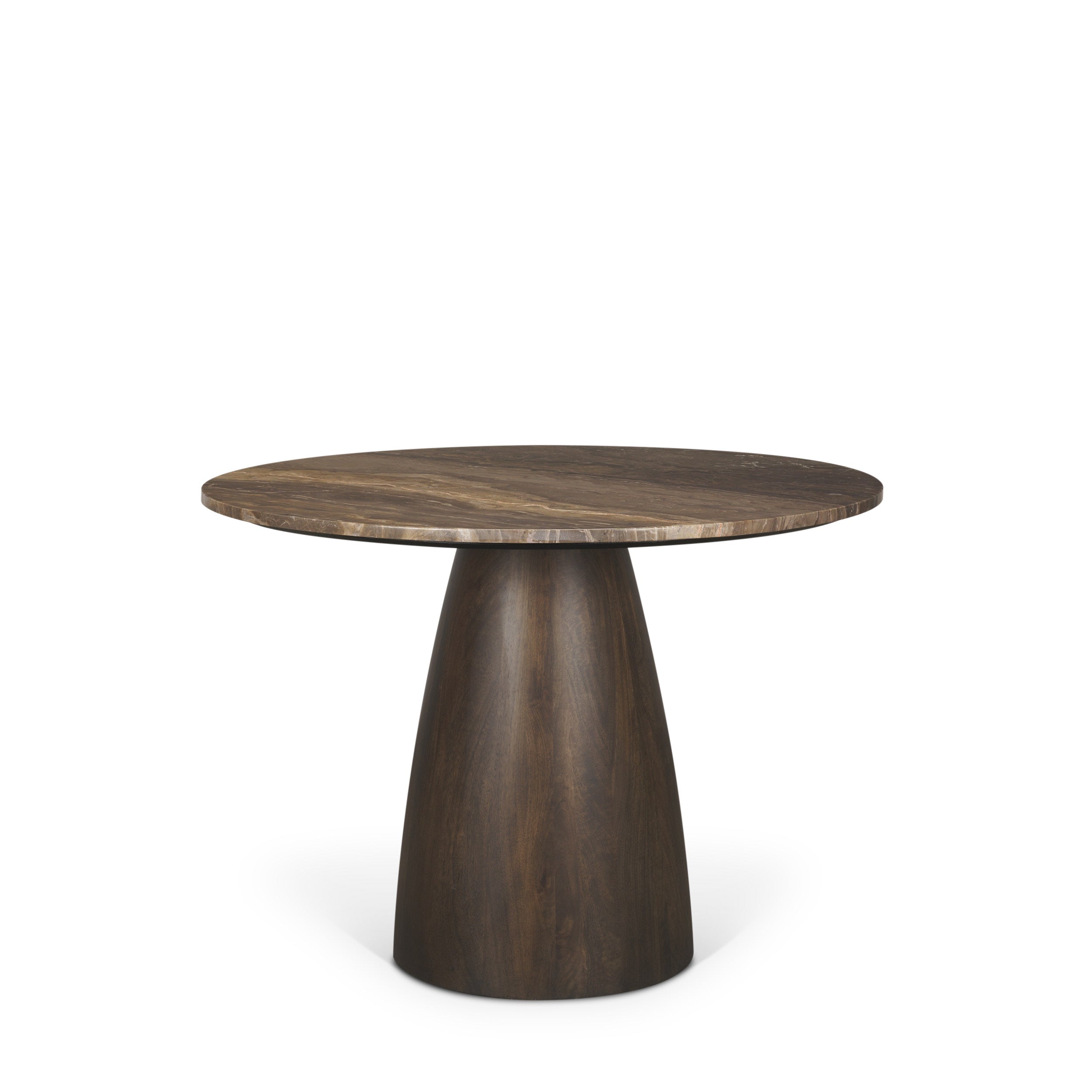 Allyson 42" Round Dark Brown with Cappuccino Marble Pedestal Dining Table