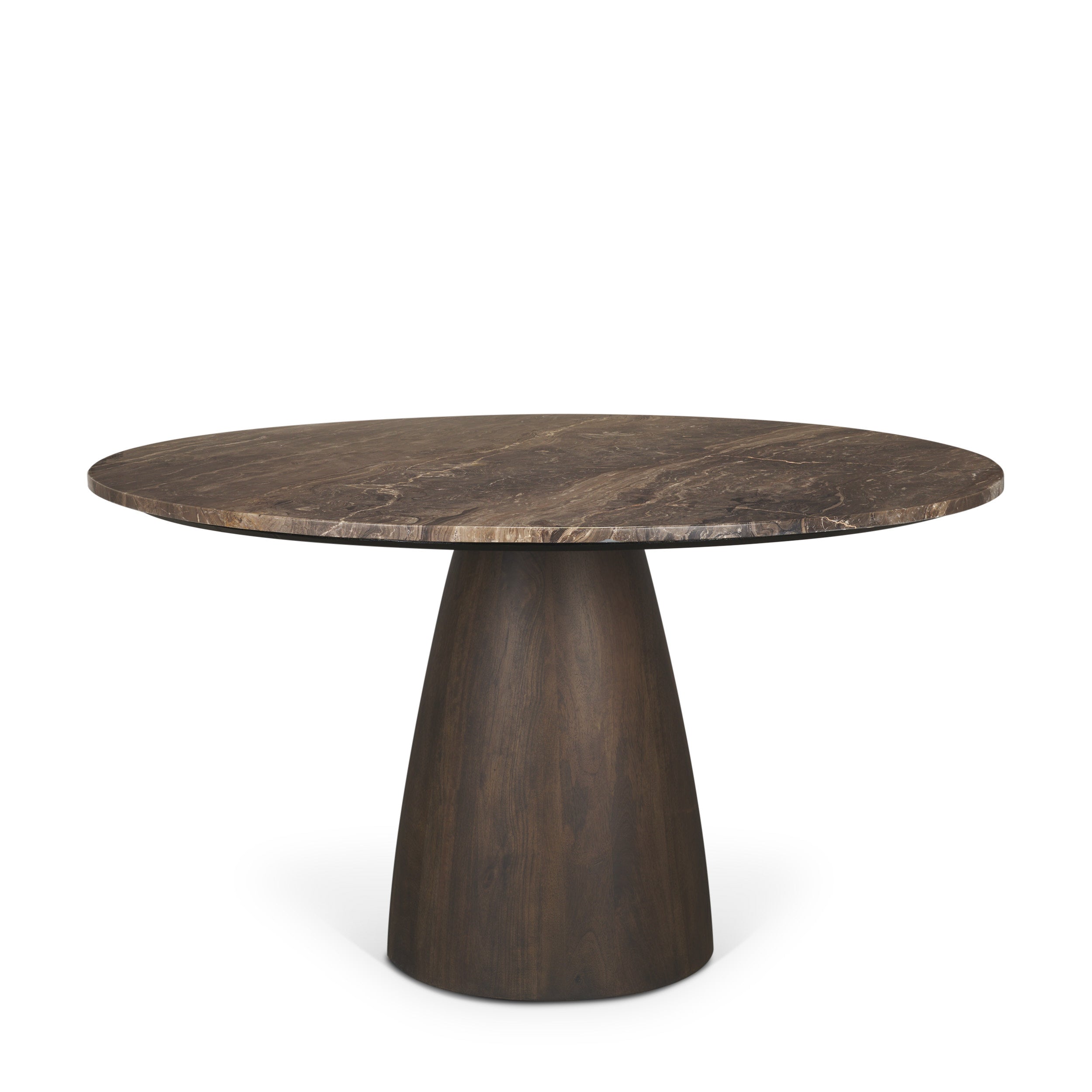 Allyson 54" Round Dark Brown with Cappuccino Marble Pedestal Dining Table