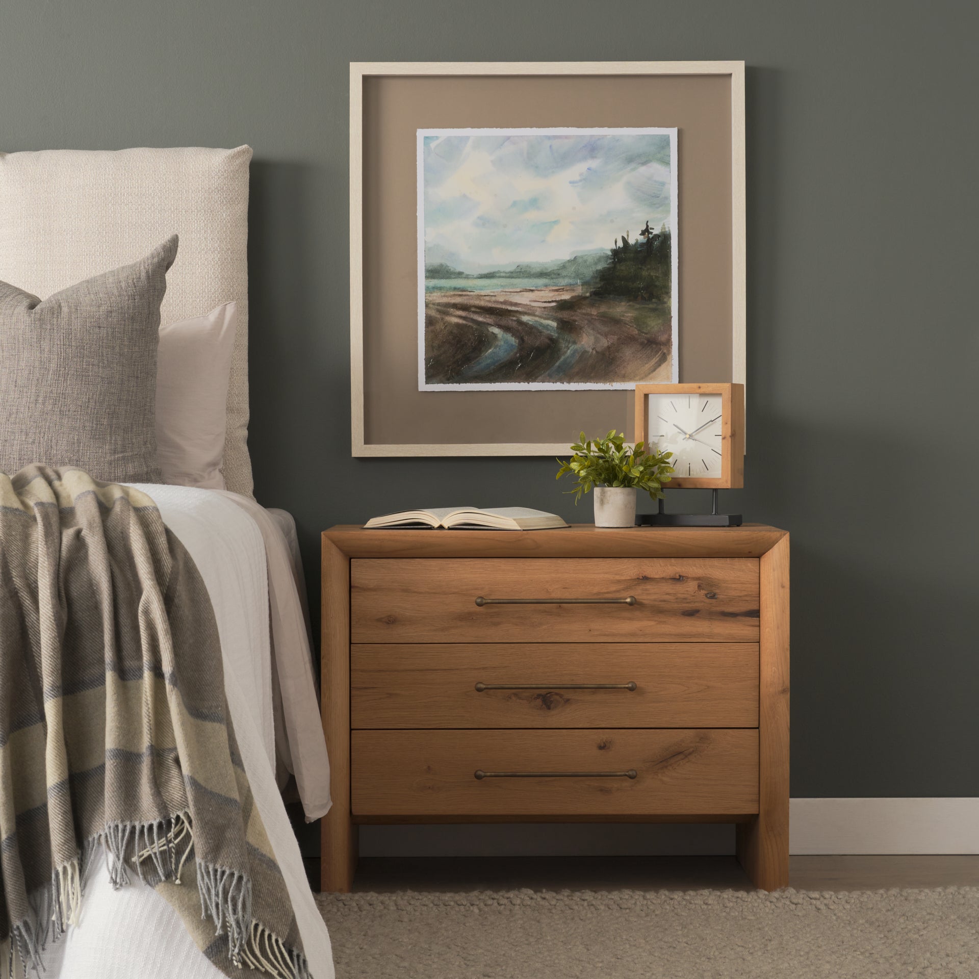 Belford 3-Drawer Oak Wood Closed Nightstand