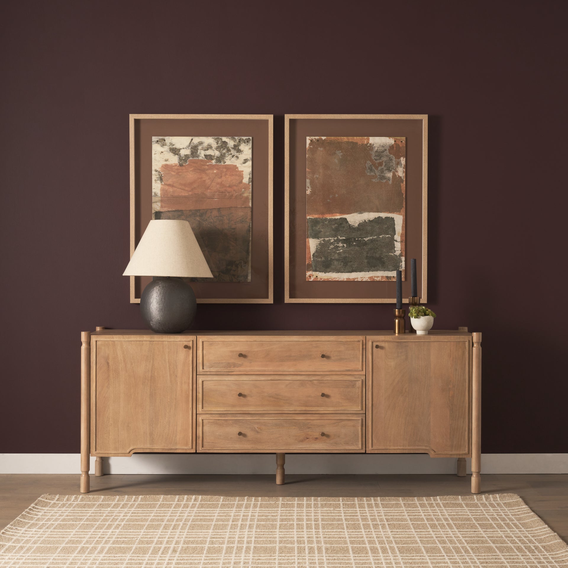 Phil Light Brown Wood 2 Door 3 Drawer Closed Sideboard