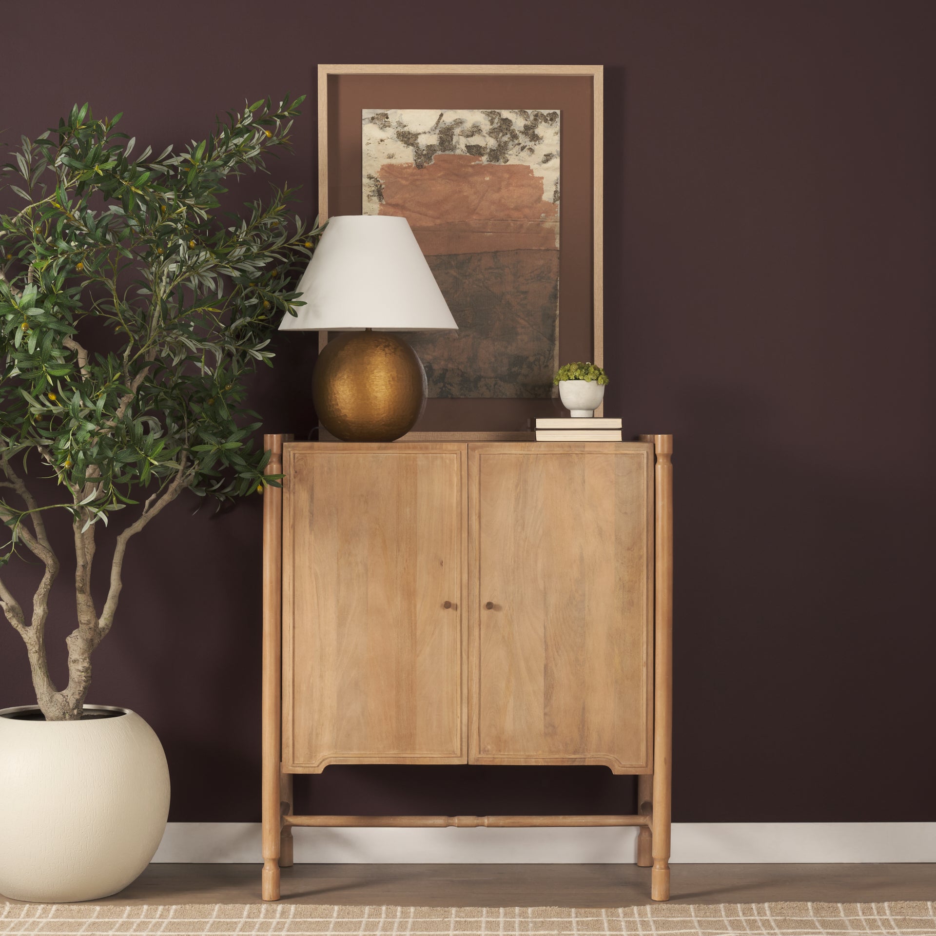 Phil Light Brown Wood 2 Door Bar Cabinet