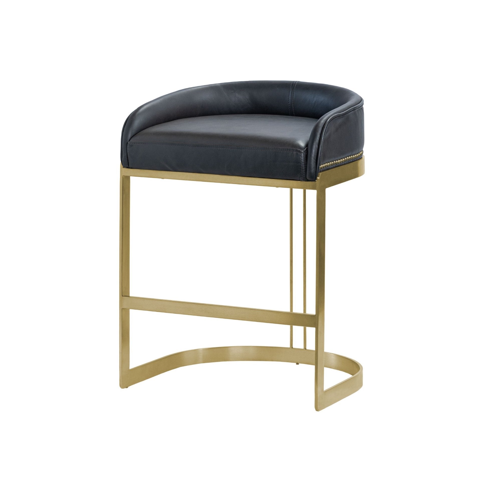 Hollyfield II Leather Seat Gold Metal Base Counter Stool