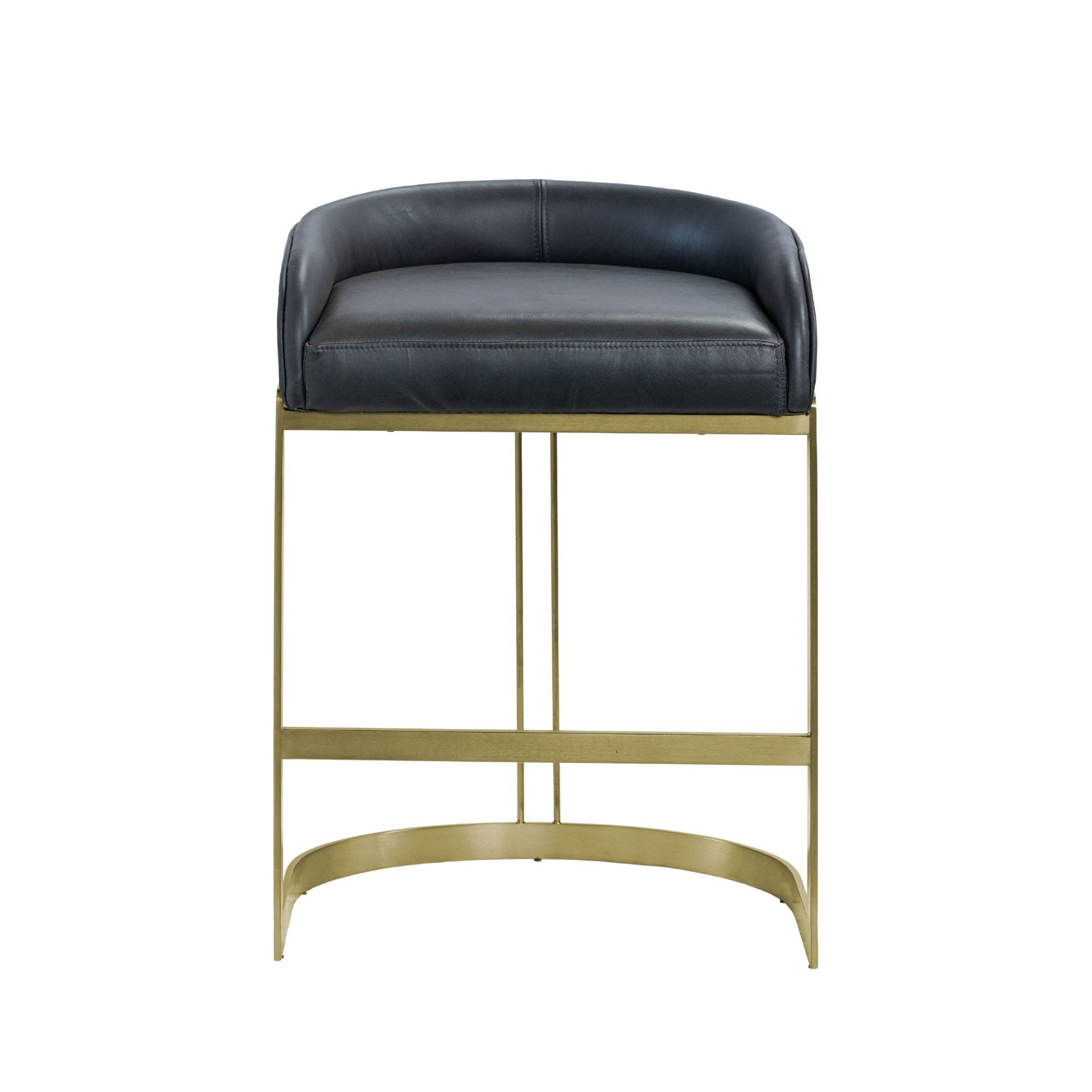Hollyfield II Leather Seat Gold Metal Base Counter Stool
