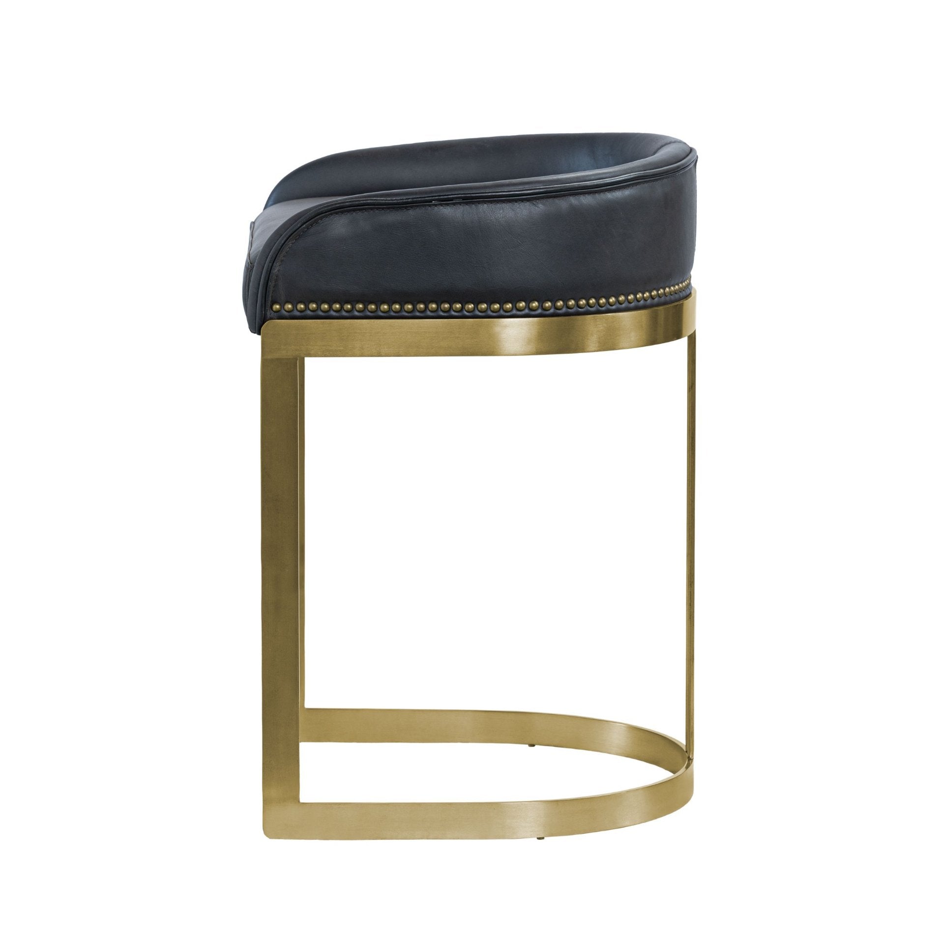 Hollyfield II Leather Seat Gold Metal Base Counter Stool
