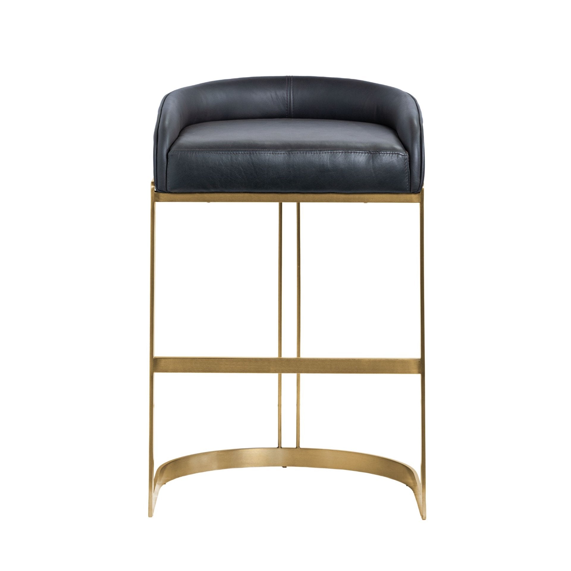 Hollyfield II Leather Seat Gold Metal Base Bar Stool