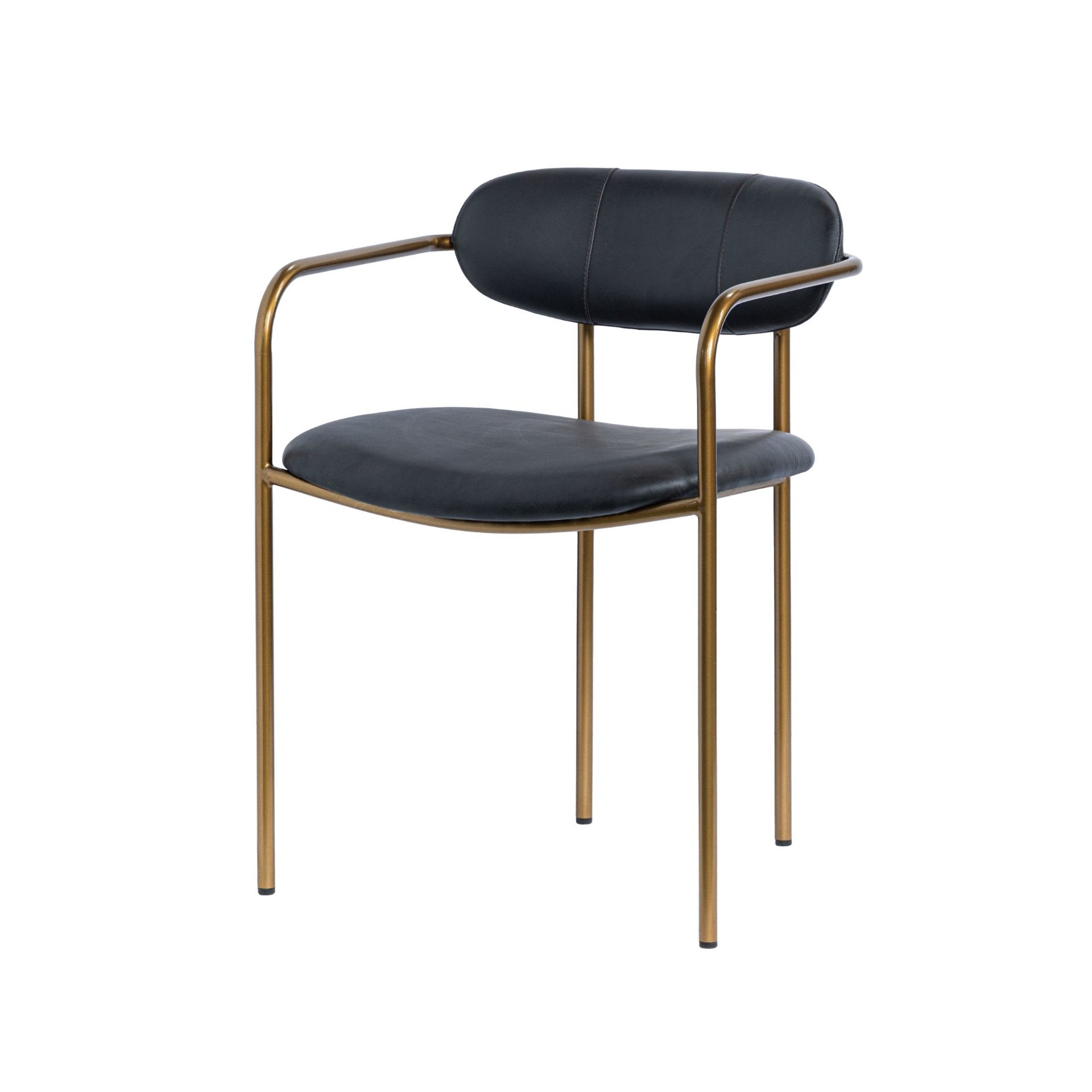Parker Brown Faux Leather Seat Gold Metal Dining Chair