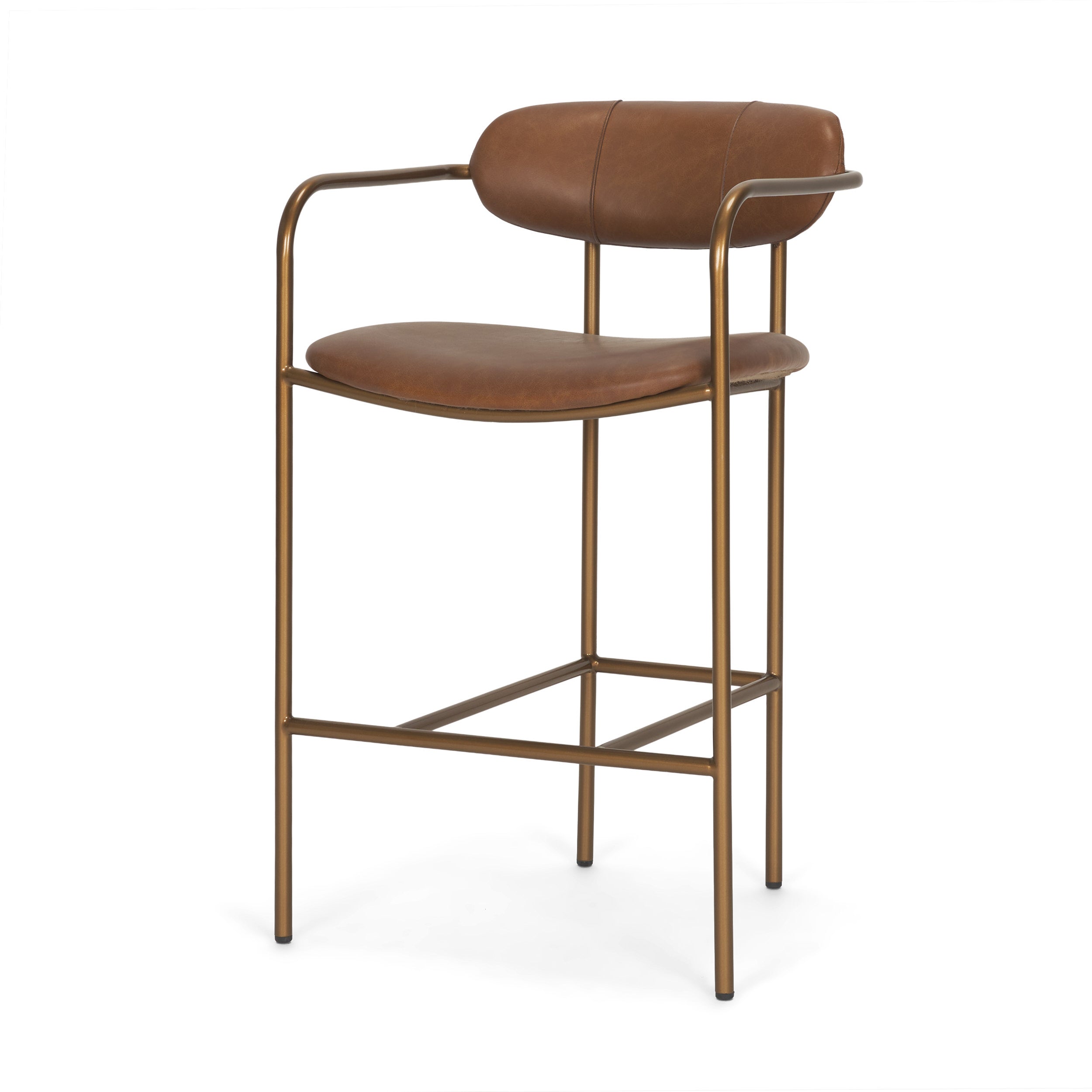 Parker Leather Seat Gold Metal Counter Stool