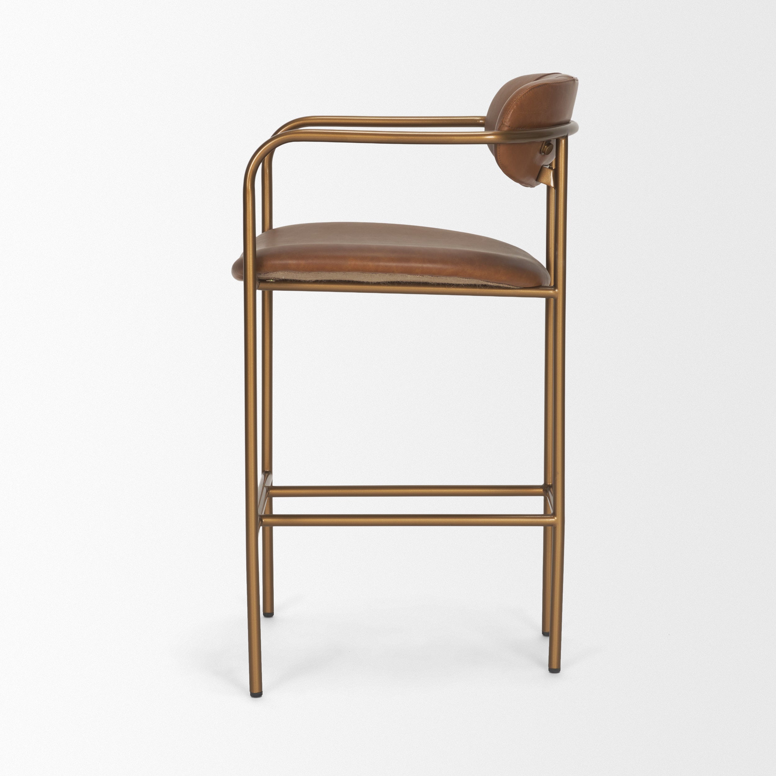 Parker Leather Seat Gold Metal Counter Stool