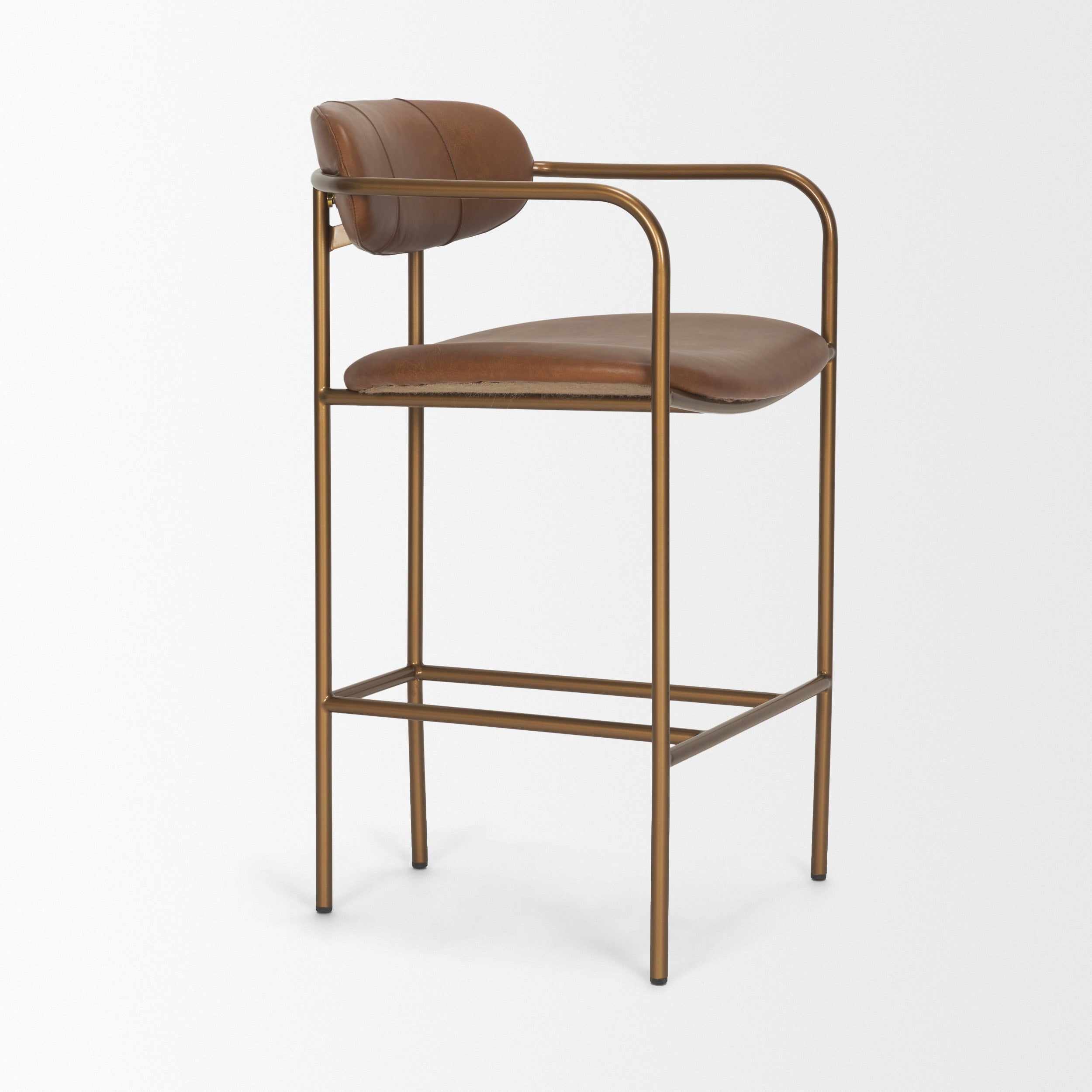 Parker Leather Seat Gold Metal Counter Stool