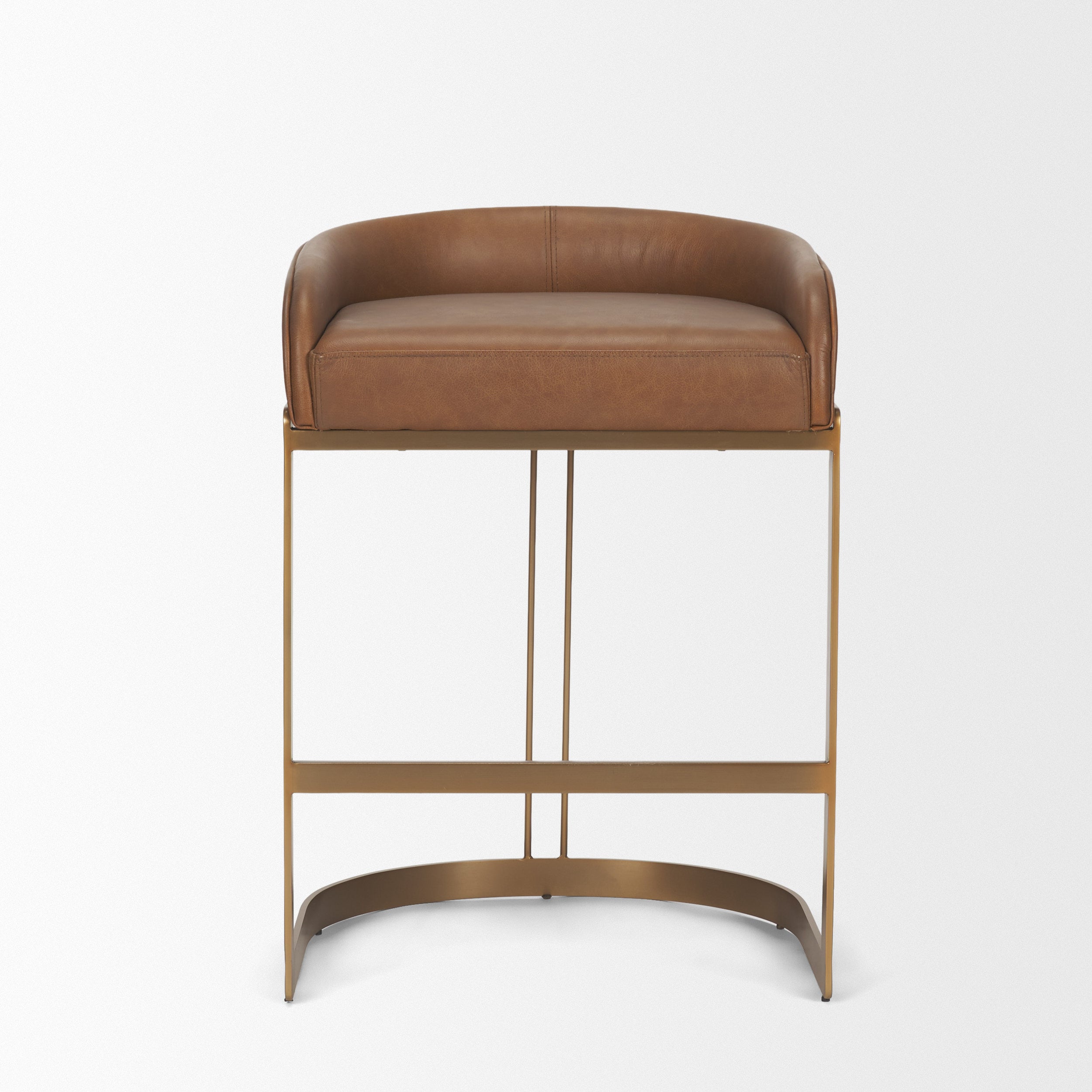 Hollyfield II Leather Seat Gold Metal Base Counter Stool