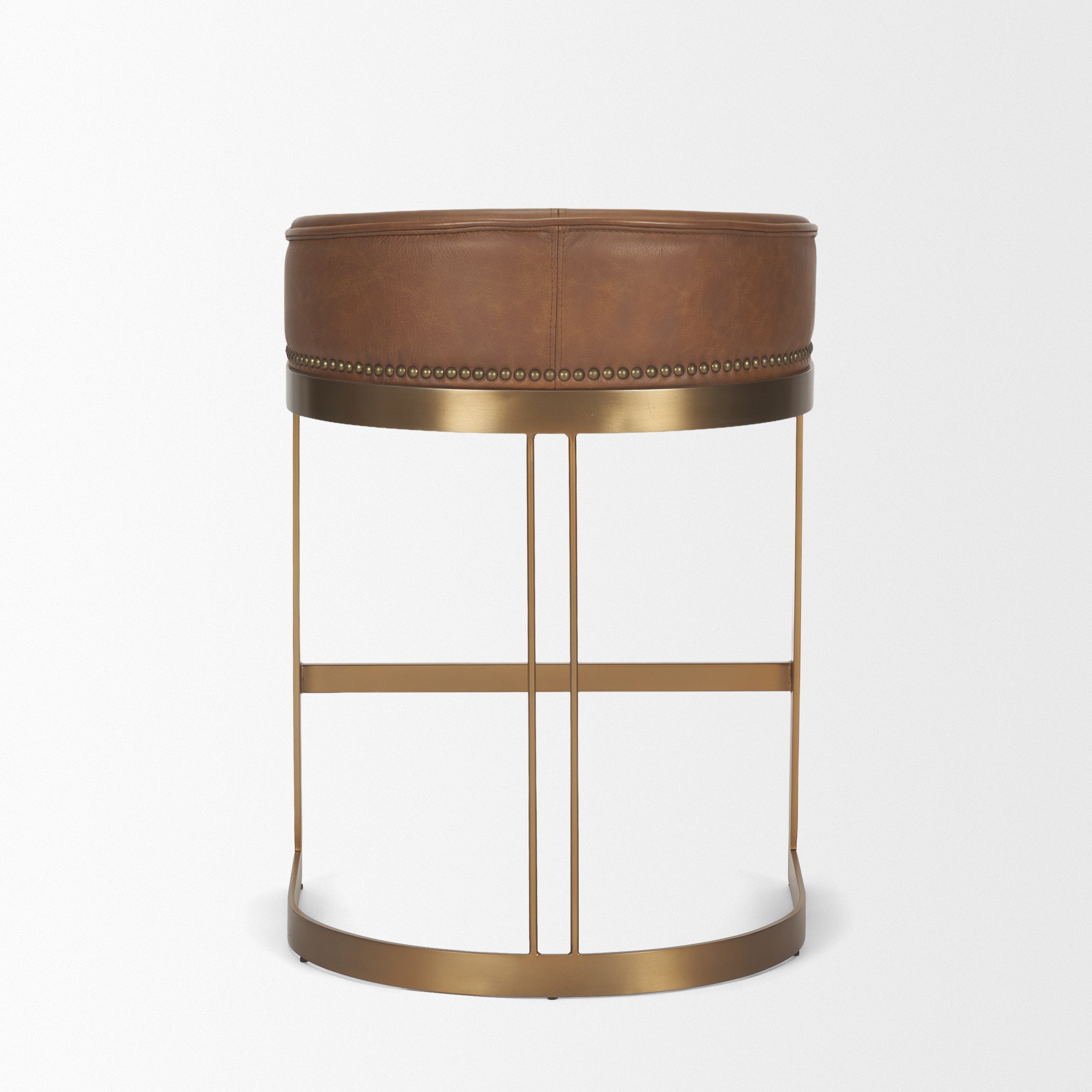 Hollyfield II Leather Seat Gold Metal Base Counter Stool