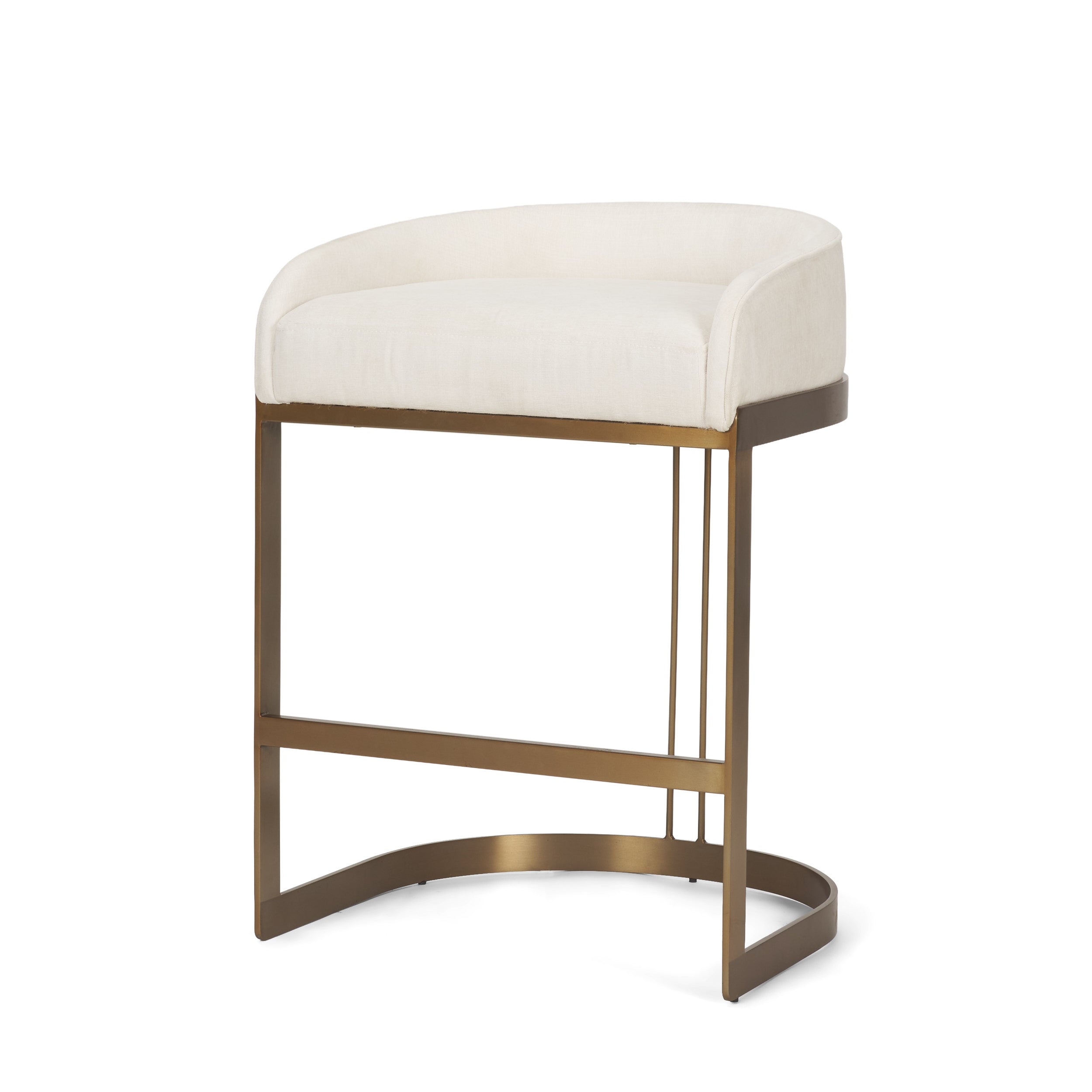 Hollyfield II Cream Fabric Seat with Gold Metal Base Counter Stool