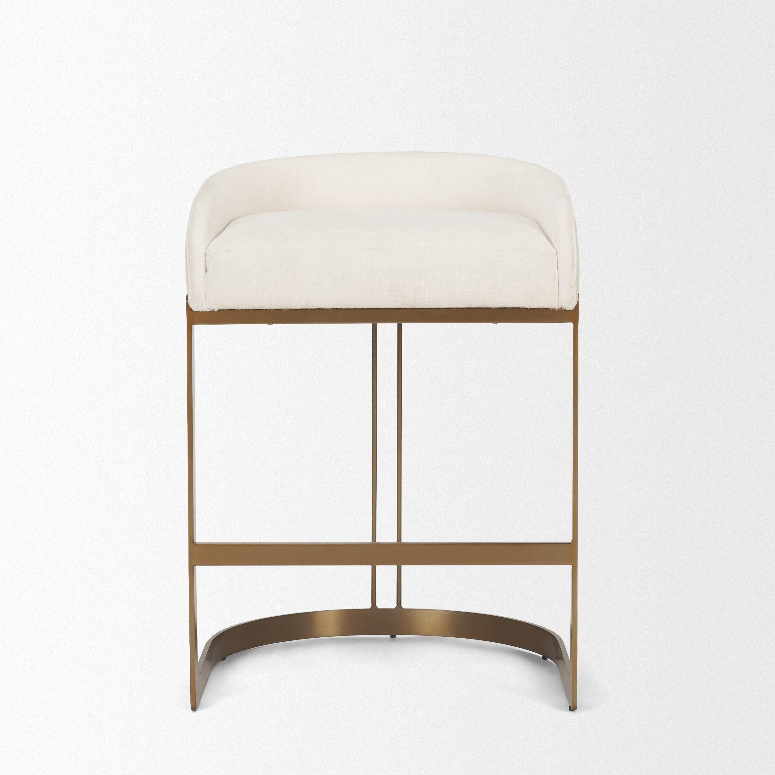 Hollyfield II Cream Fabric Seat with Gold Metal Base Counter Stool