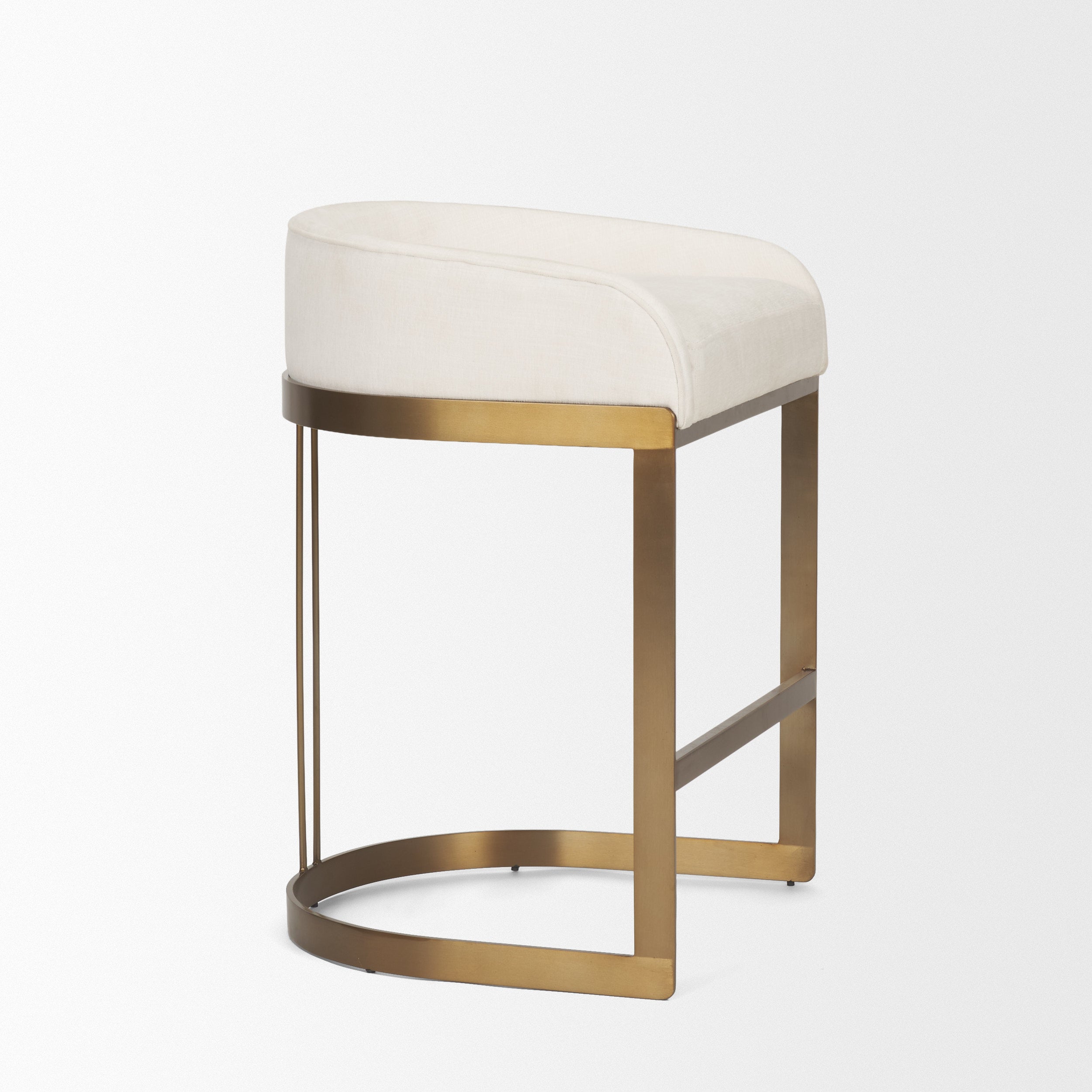 Hollyfield II Cream Fabric Seat with Gold Metal Base Counter Stool