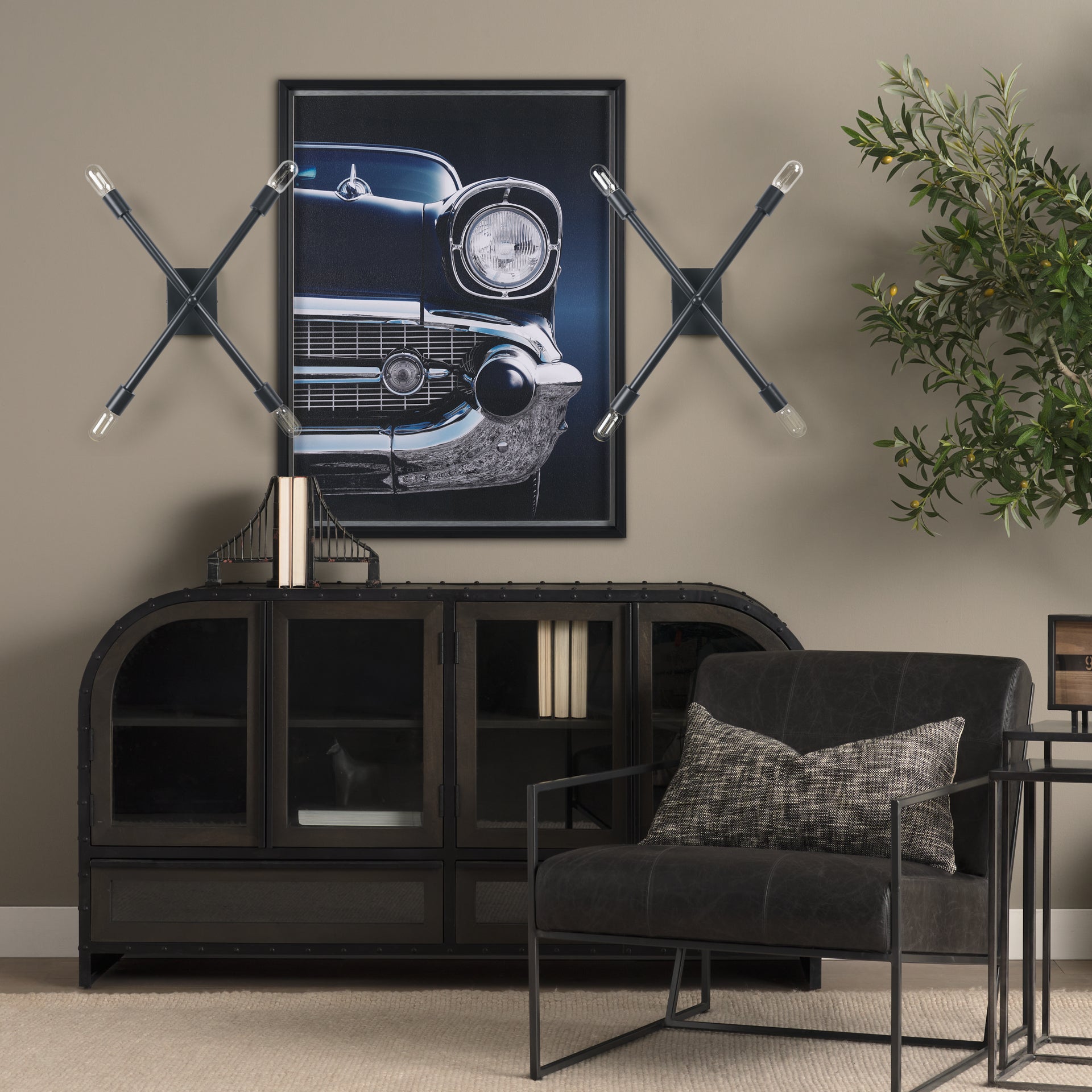 Xendi Black Toned Metal Sputnik Wall Sconce