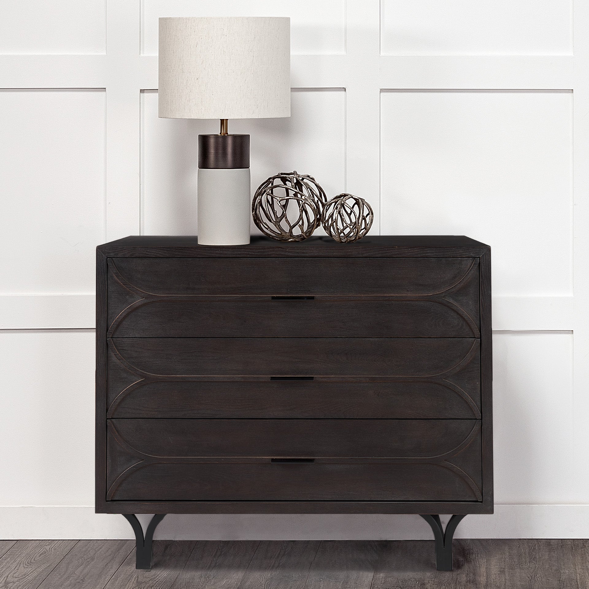 Giselle I Dark Brown Fir Veneer 3 Drawer Accent Cabinet