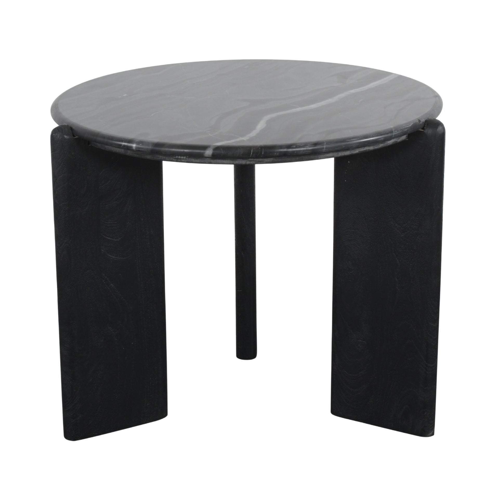 Rumer Black Wood with Black Marble Side Table