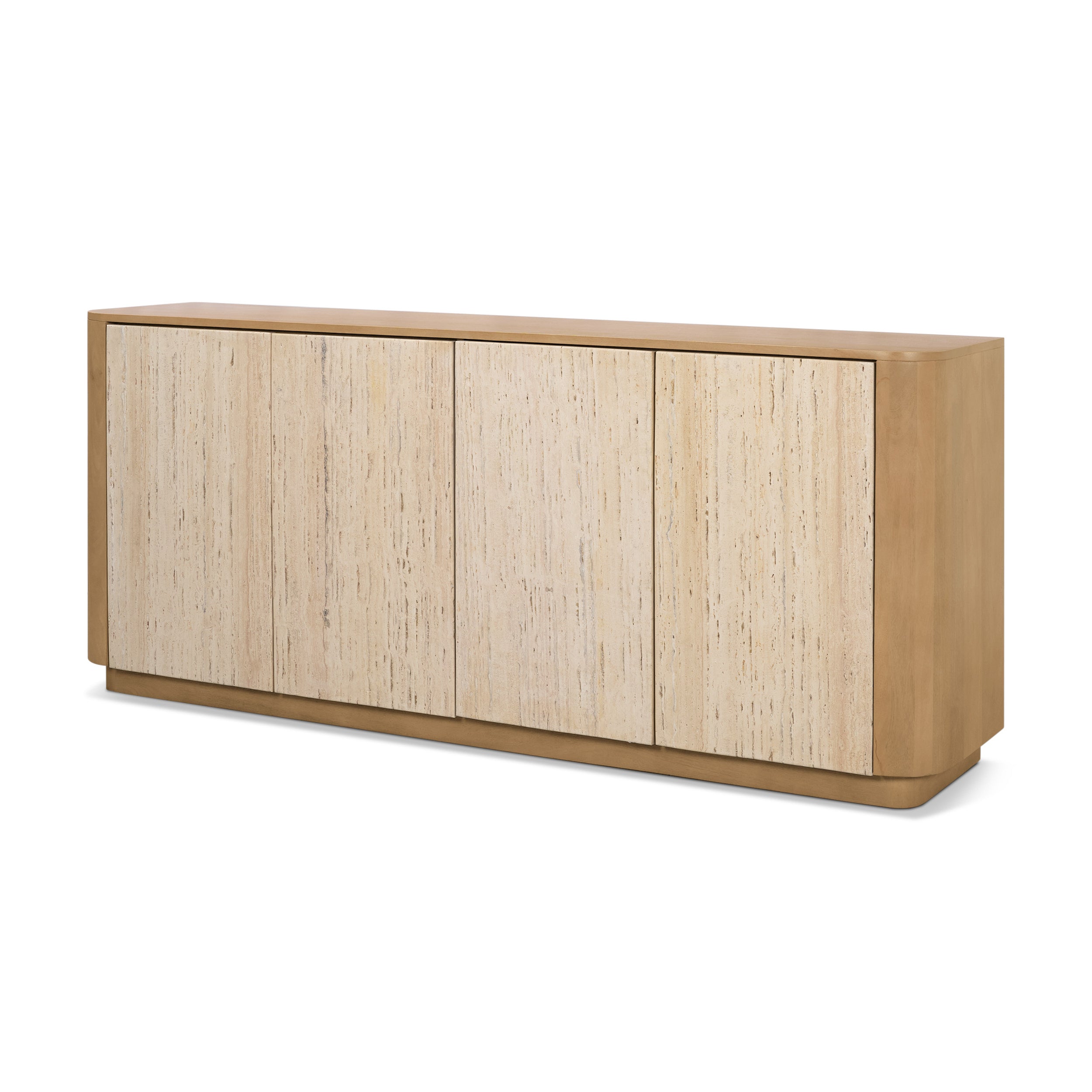 Serrin Solid Wood with Travertine 4 Door Closed Sideboard