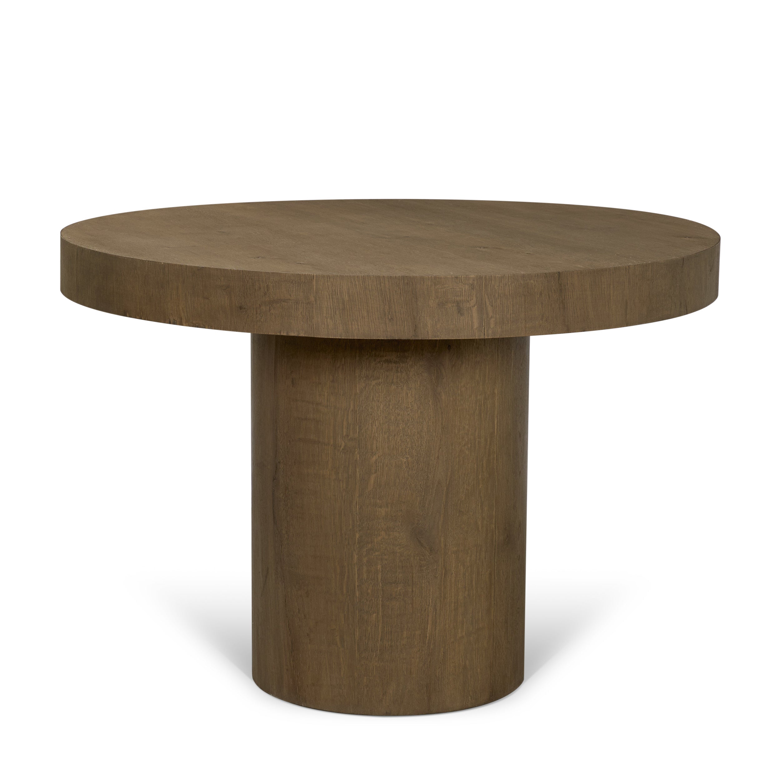 Lyonne 42" Round Medium Brown Oak Wood Pedestal Dining Table