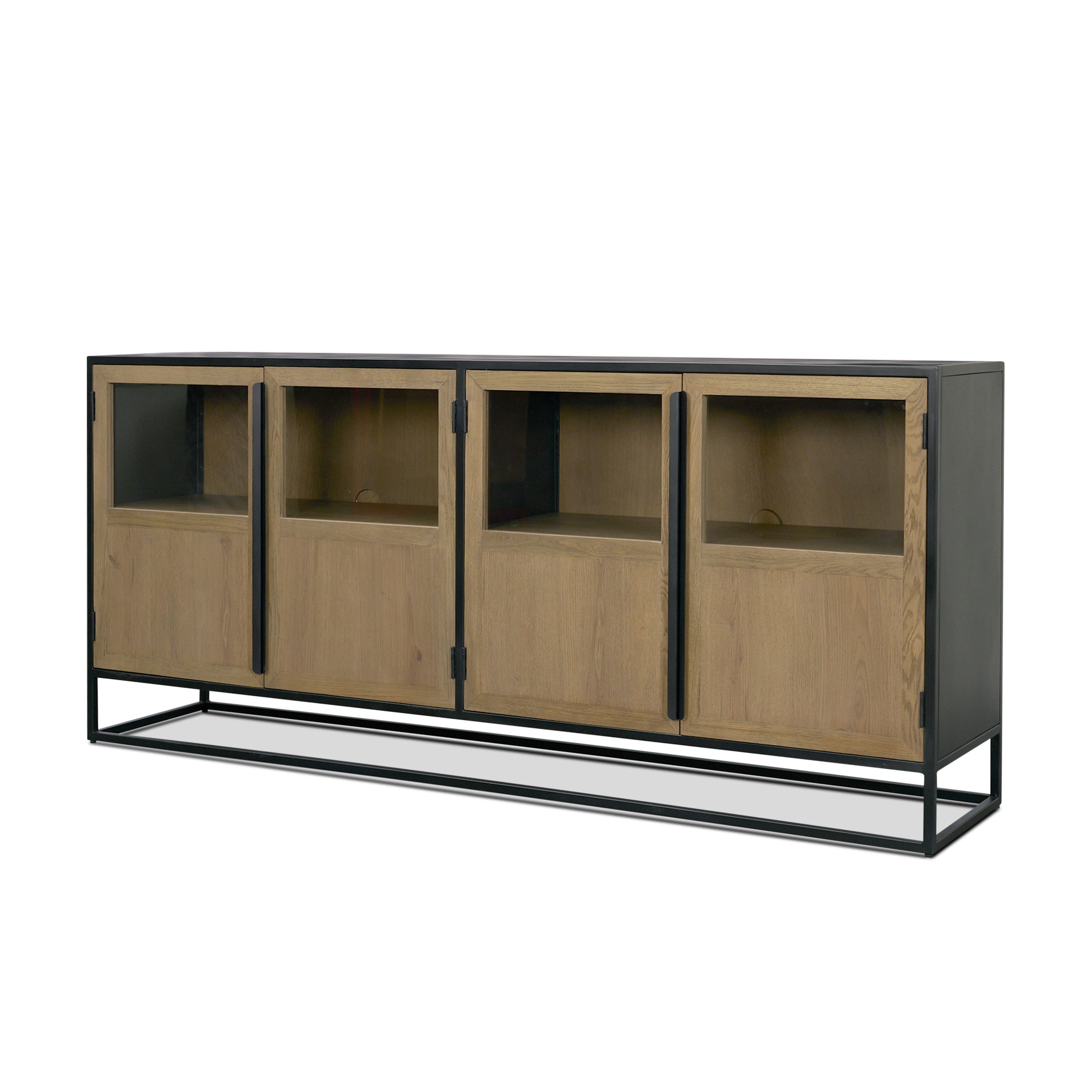 Sloan 80" Light Brown Wood with Black Metal Frame Sideboard
