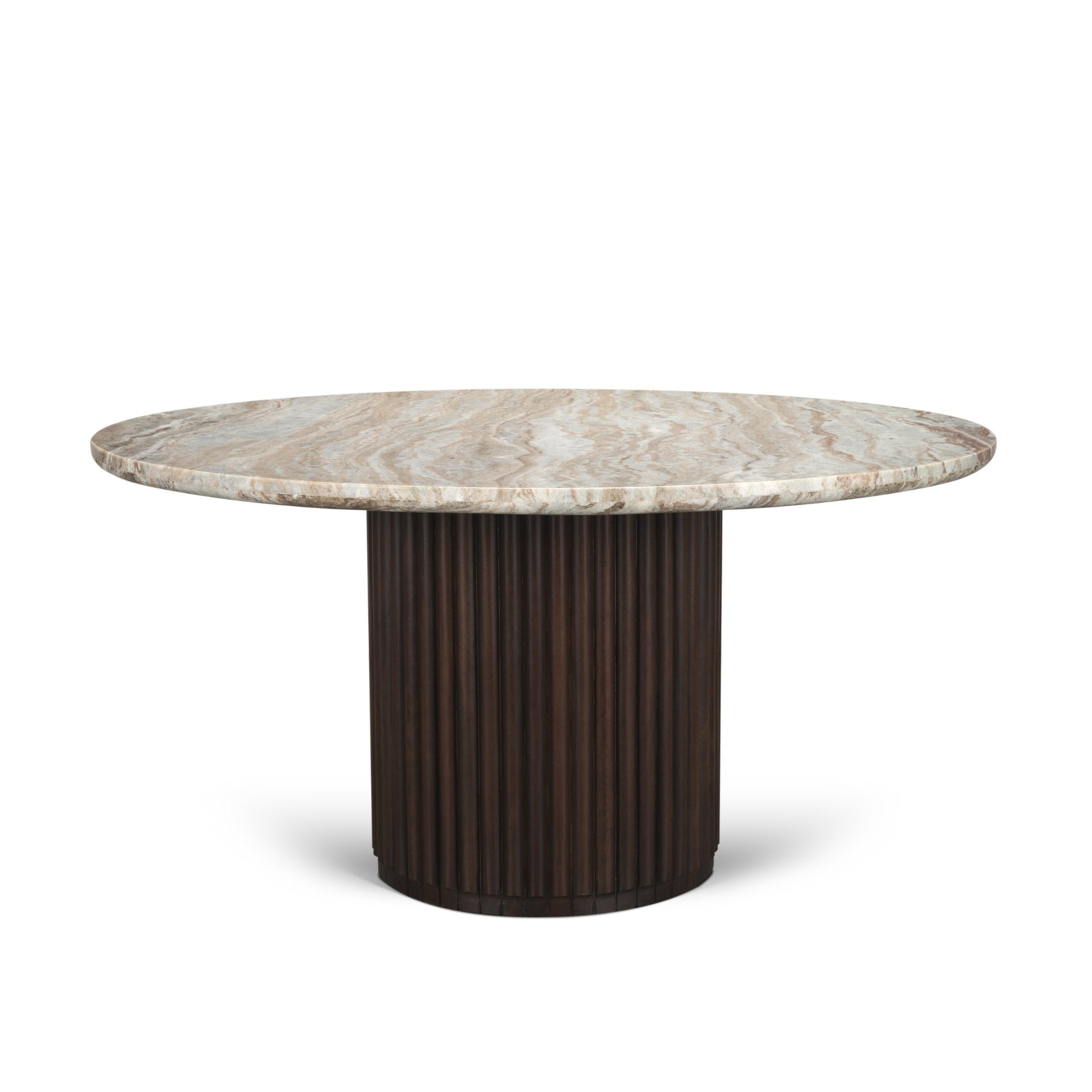 Marbrello 60" Fluted Wood Round Dining Table