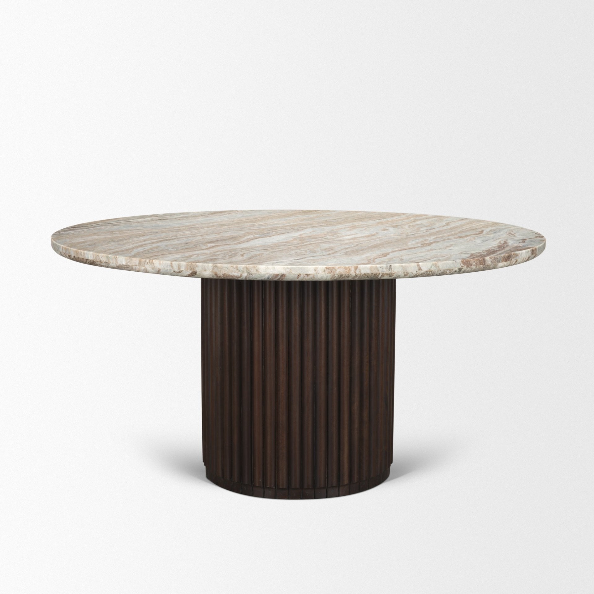 Marbrello 60" Fluted Wood Round Dining Table