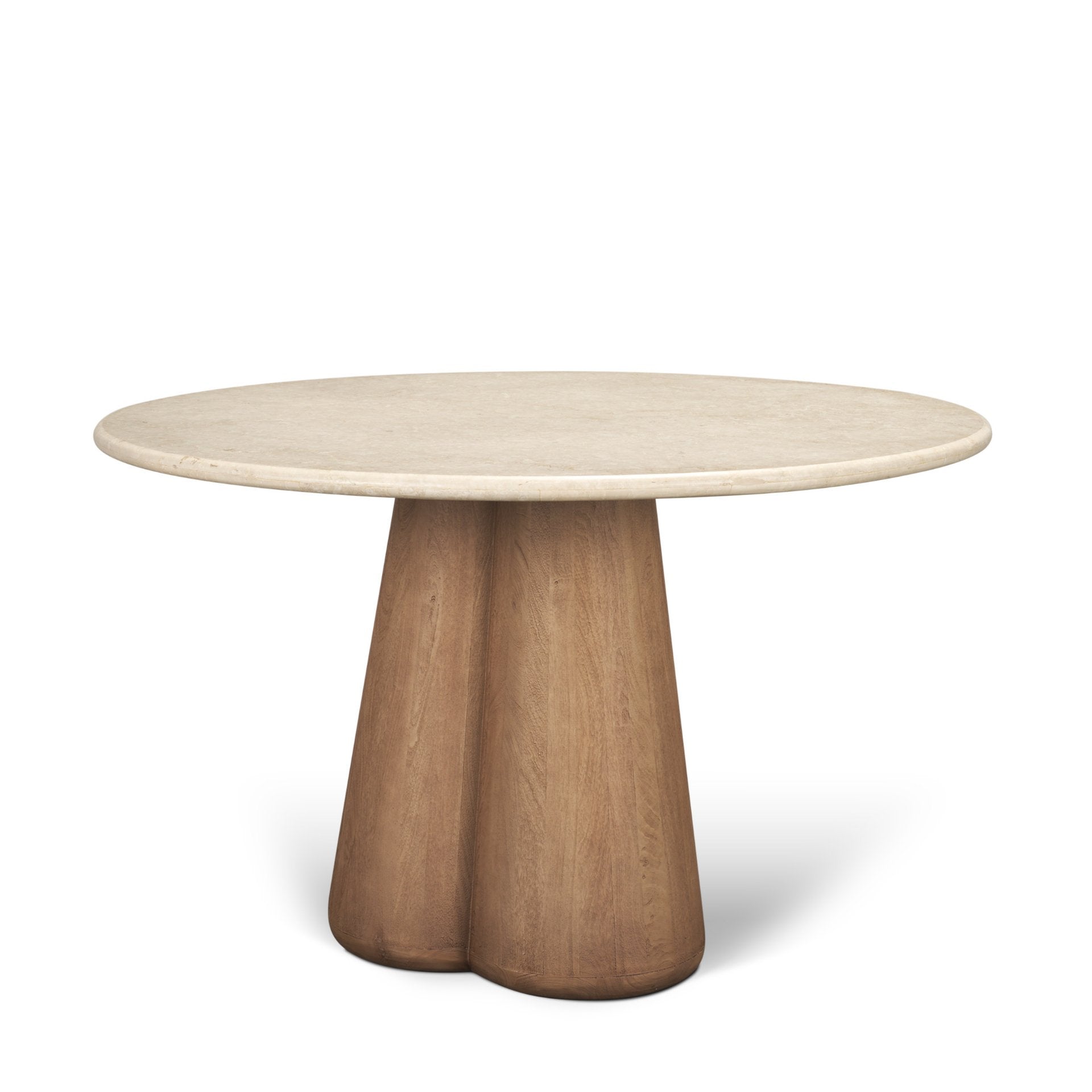 Marilyn 48" Botticino Marble with Light Brown Wood Base Dining Table