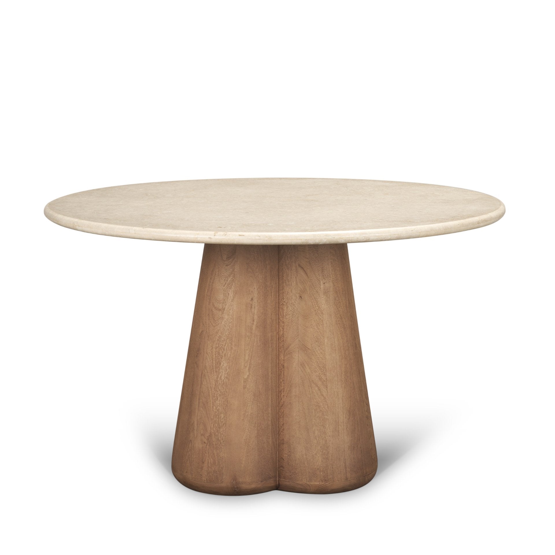 Marilyn 48" Botticino Marble with Light Brown Wood Base Dining Table