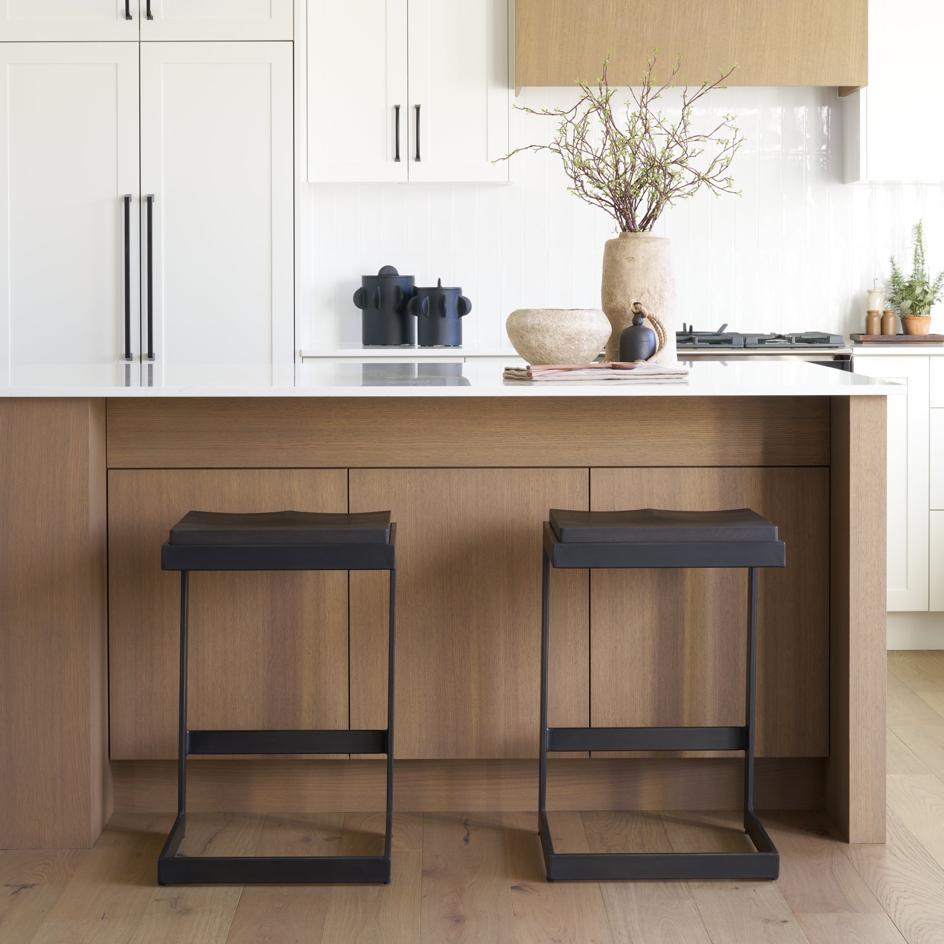 Kiran Wood with Metal Base C-Shape Counter Stool