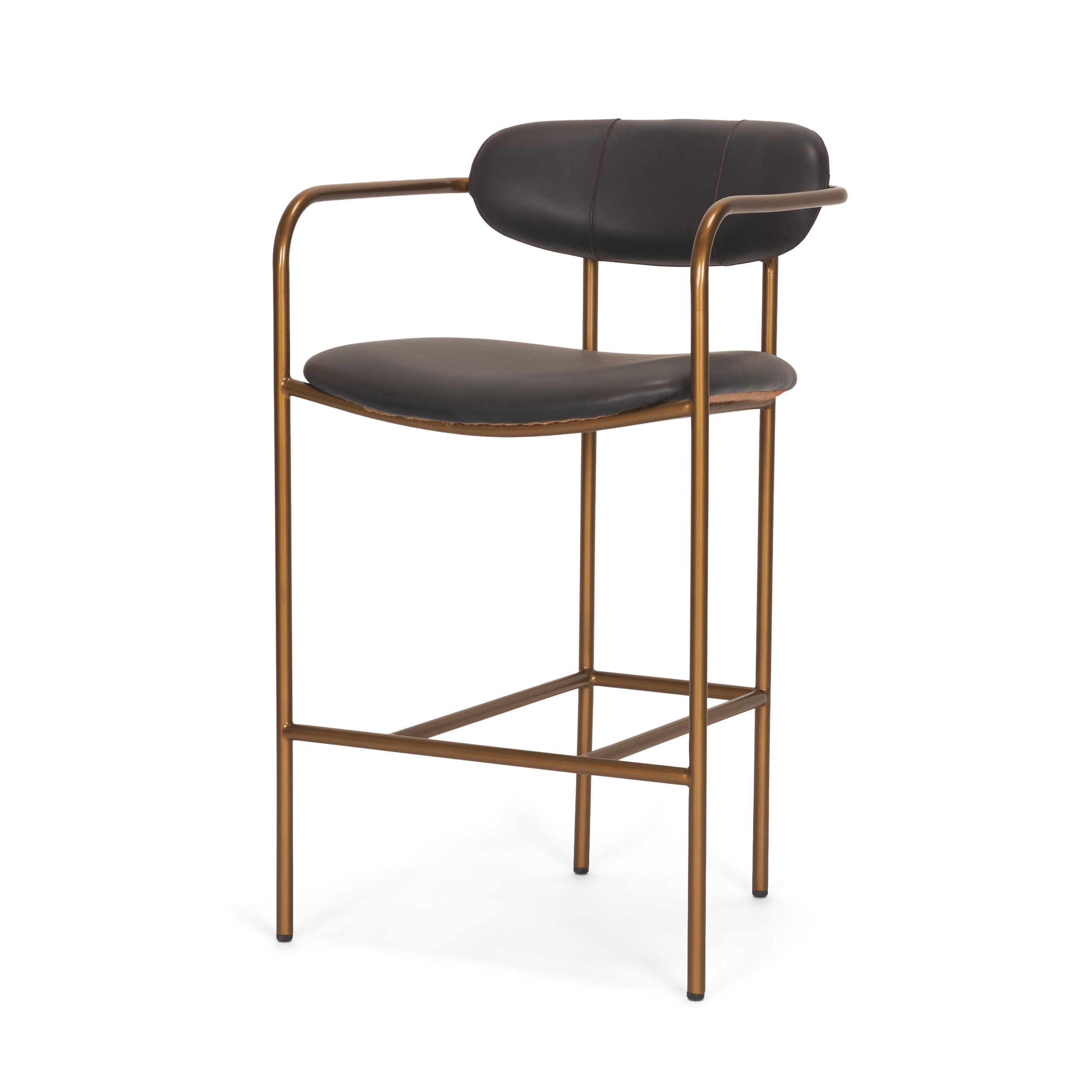 Parker Leather Seat Gold Metal Counter Stool