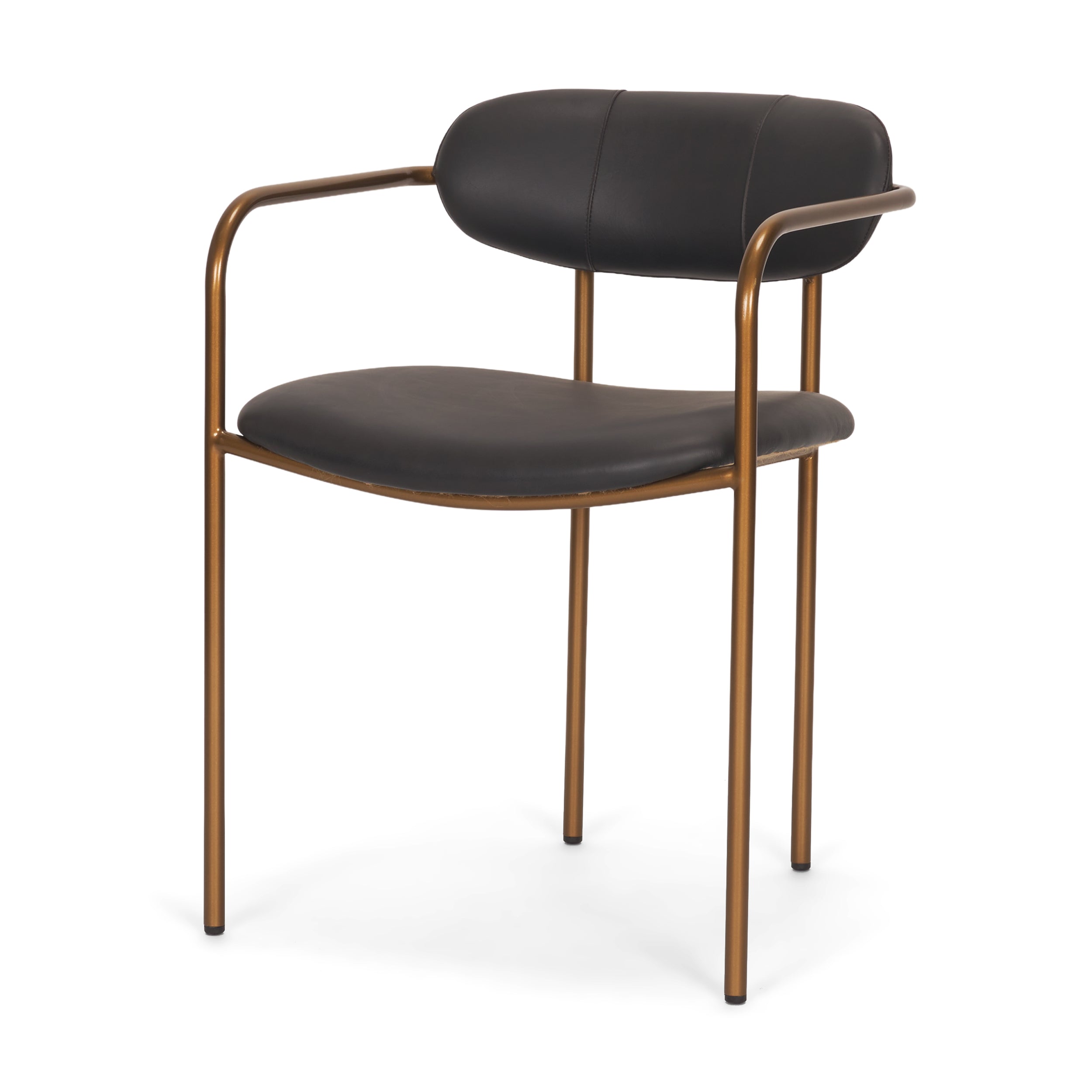 Parker Leather Seat Gold Metal Frame Dining Chair
