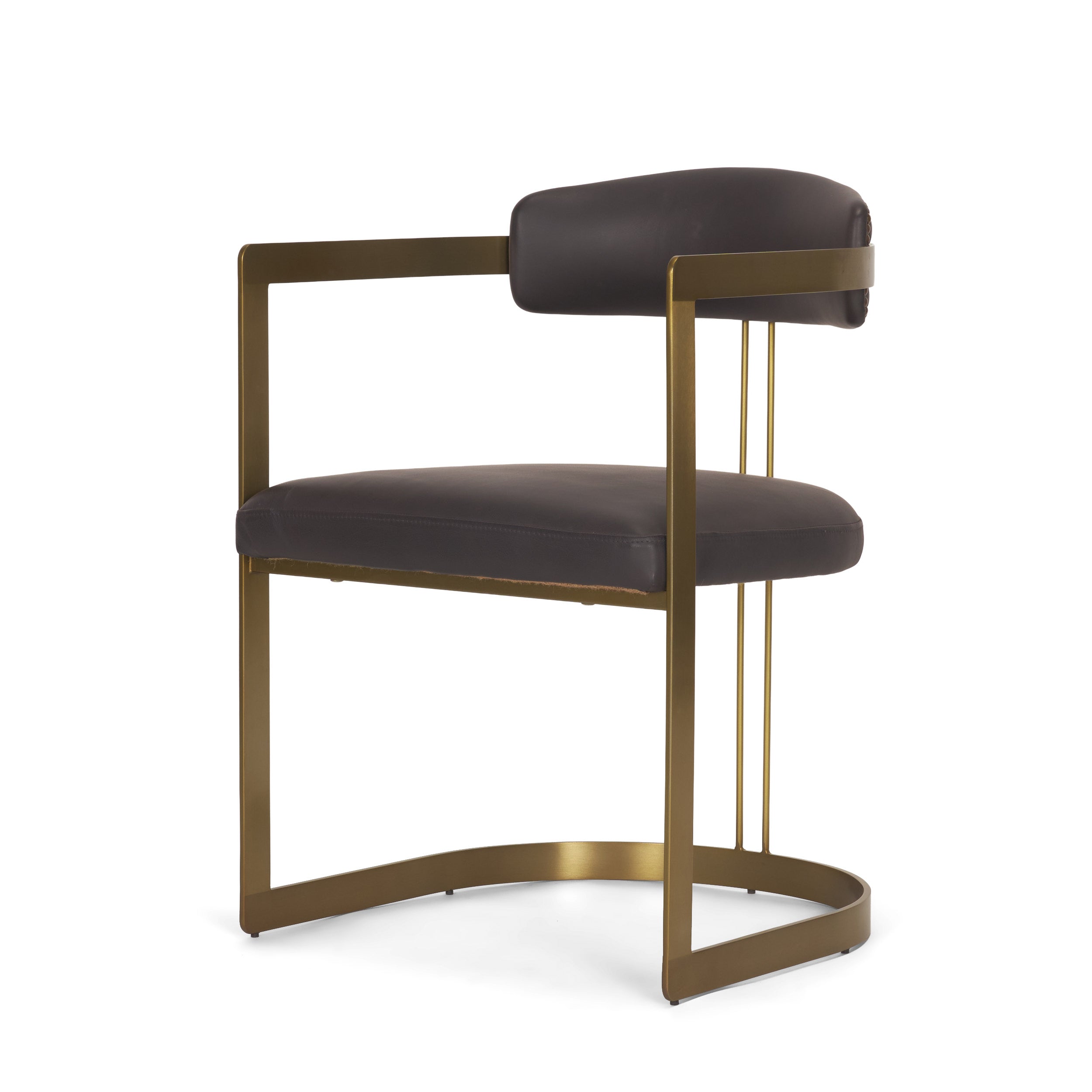 Hollyfield II Leather Seat Gold Iron Frame Dining Chair