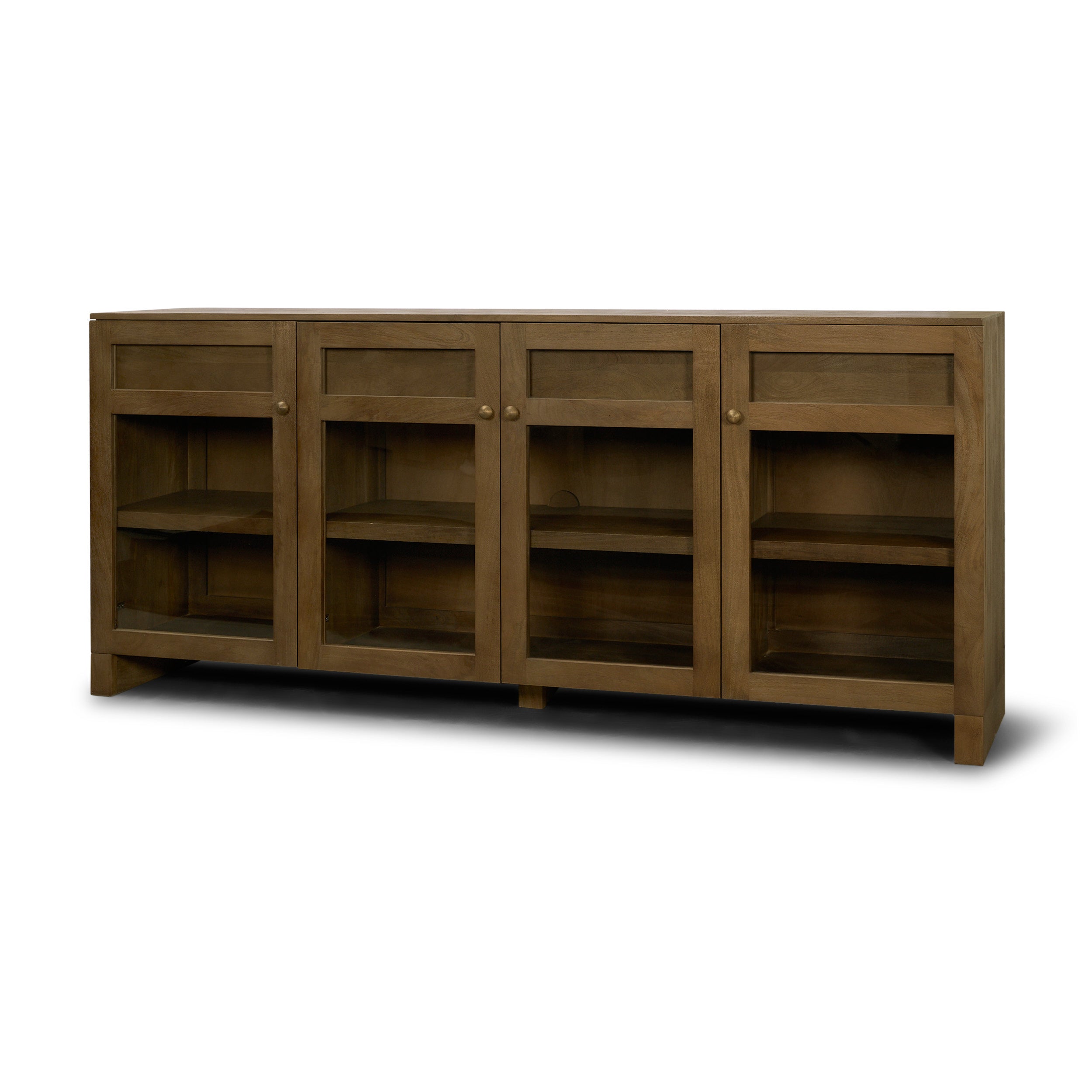 Suri Wood with Glass 4-Door Closed Sideboard