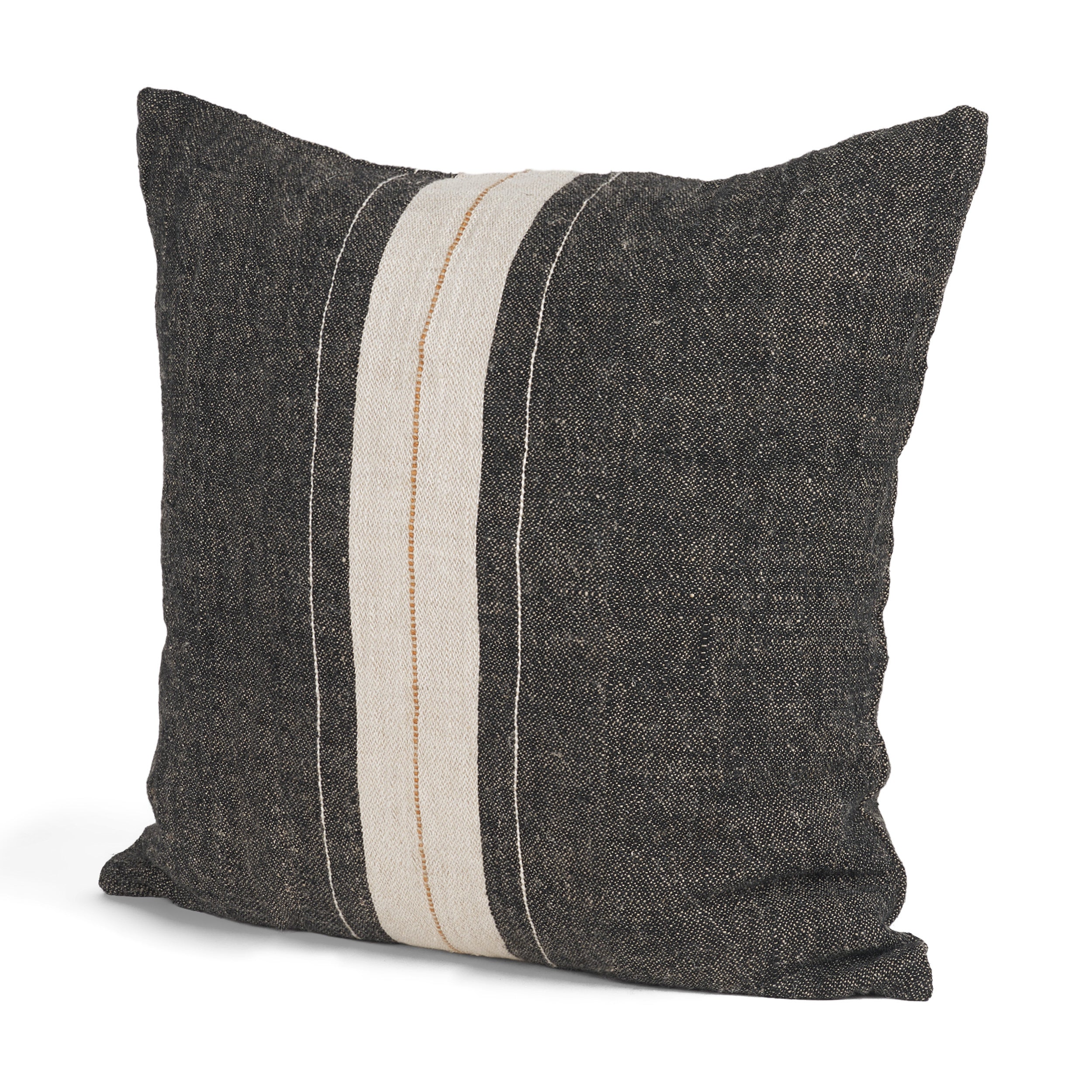 Cooper 20x20 Square Black with Cream Stripe Decorative Pillow Cover