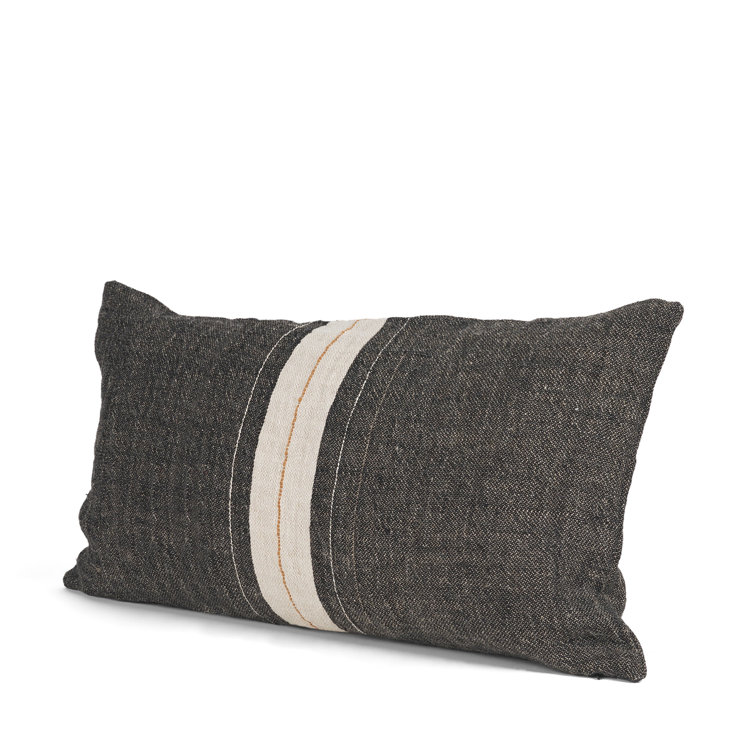 Cooper 14x26 Lumbar Black with Cream Stripe Decorative Pillow Cover