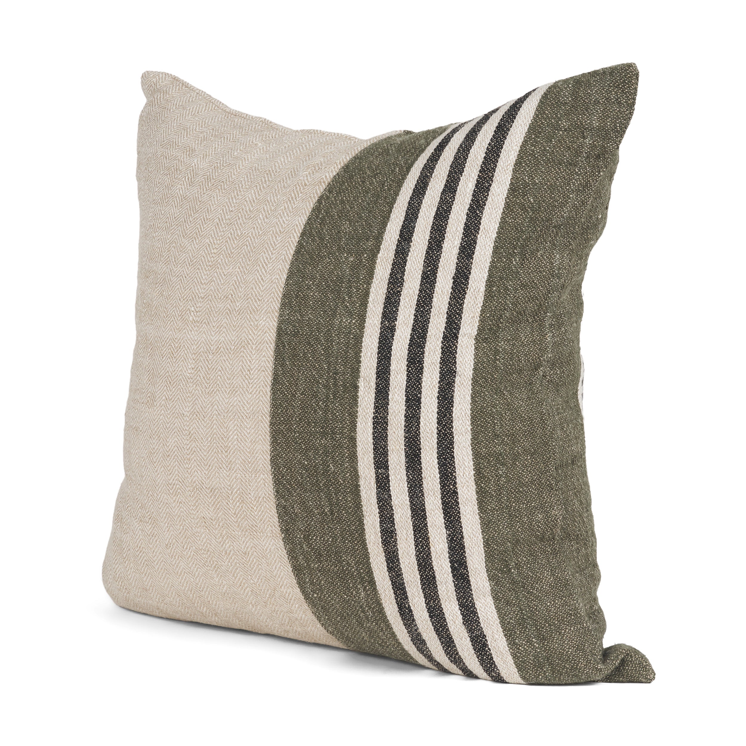 Hunter 20x20 Square Oatmeal with Green Stripe Decorative Pillow Cover