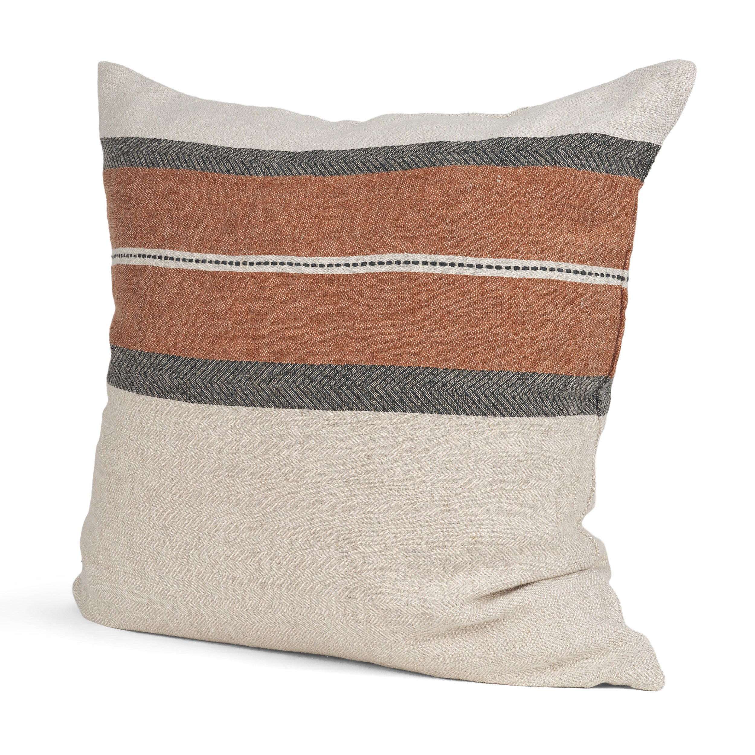 Mason Cream with Orange Stripe Decorative Pillow Cover